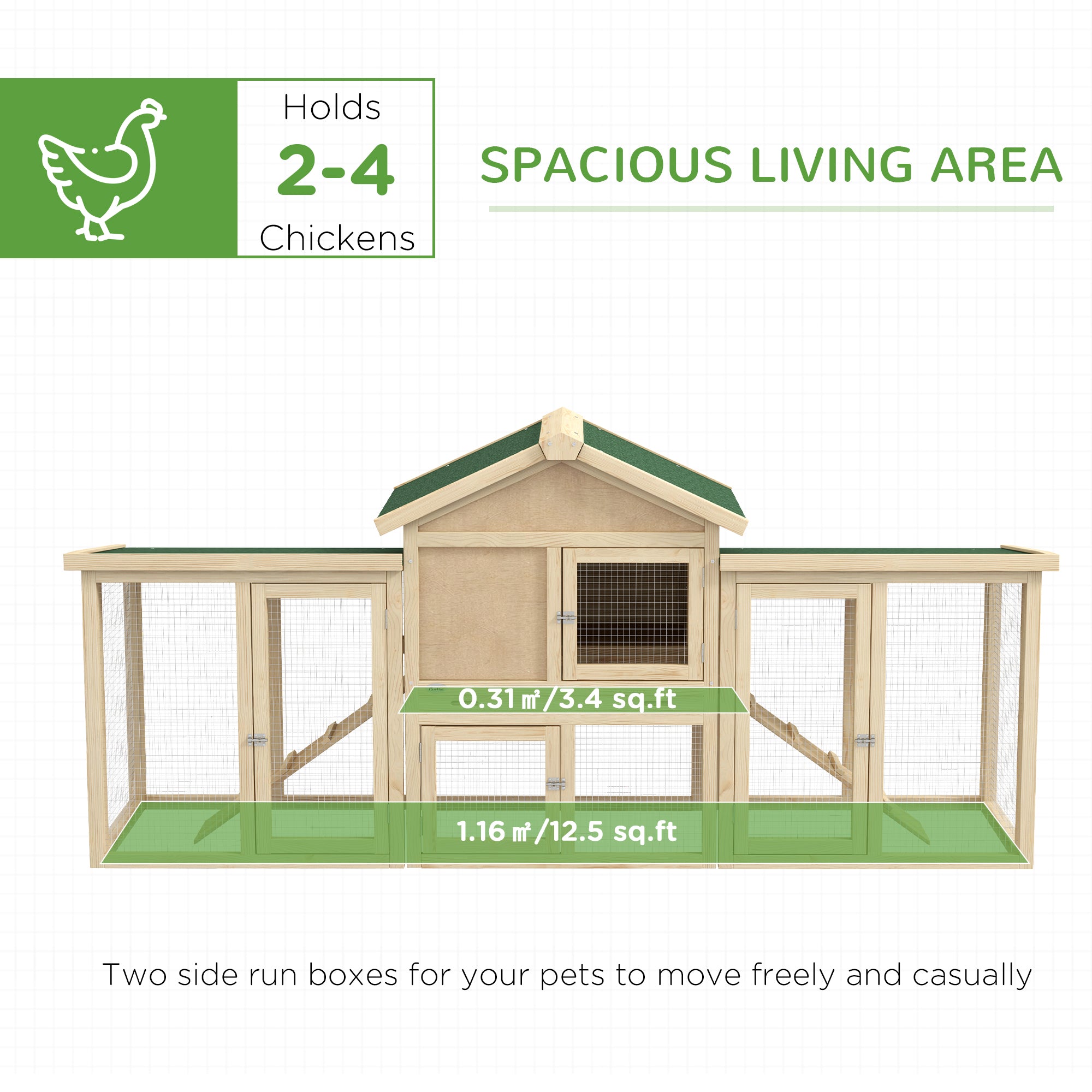 Wooden Chicken Coop, Outdoor Backyard Garden Large Rabbit Hutch with Nesting Box, Run, Ramp, Drawer Chicken Coops at Gallery Canada