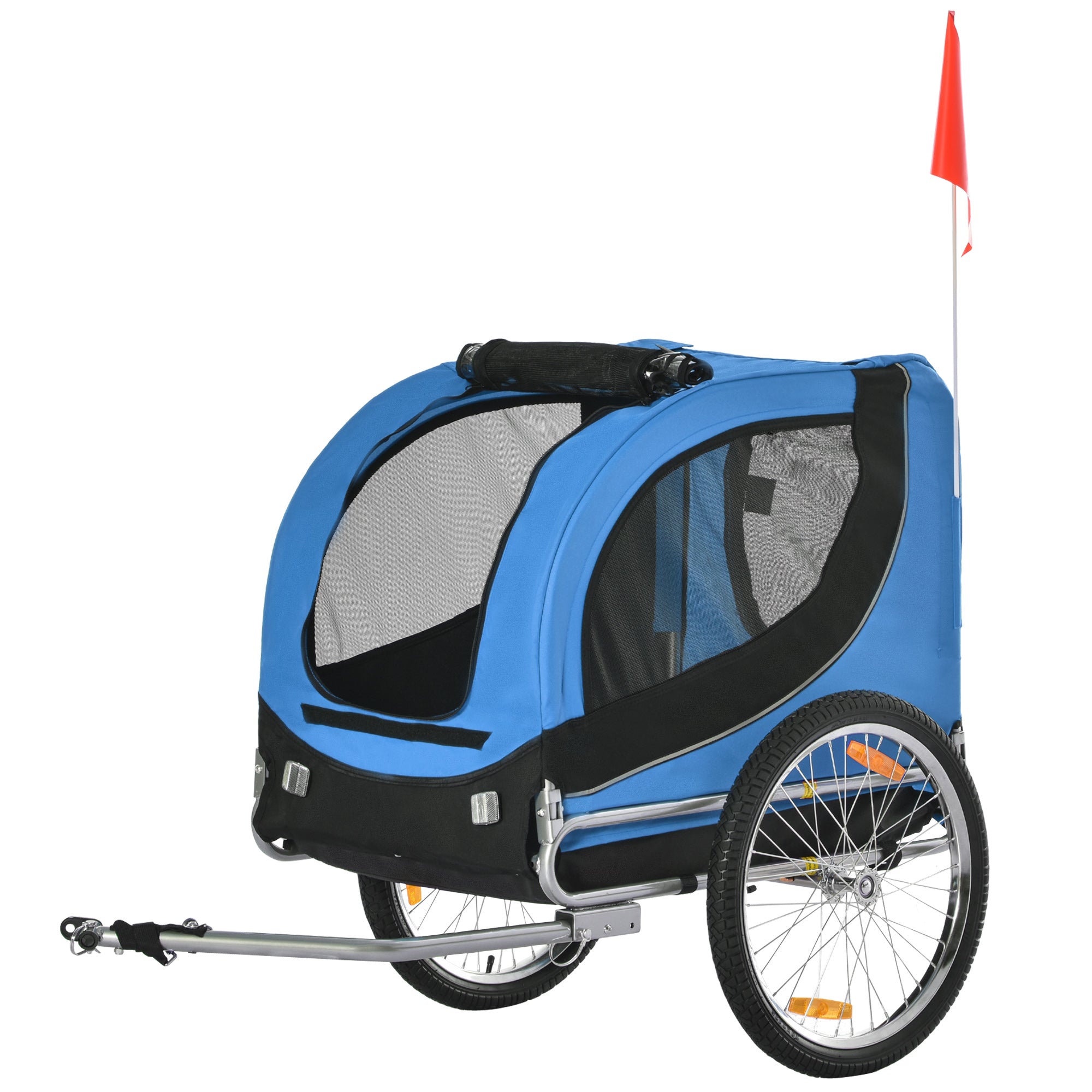 Dog Bike, Trailer Foldable Pet Cart, Bicycle Wagon, Cargo Carrier Attachment for Travelling w/ Safety Anchor, Blue Dog Bike Trailers & Strollers at Gallery Canada