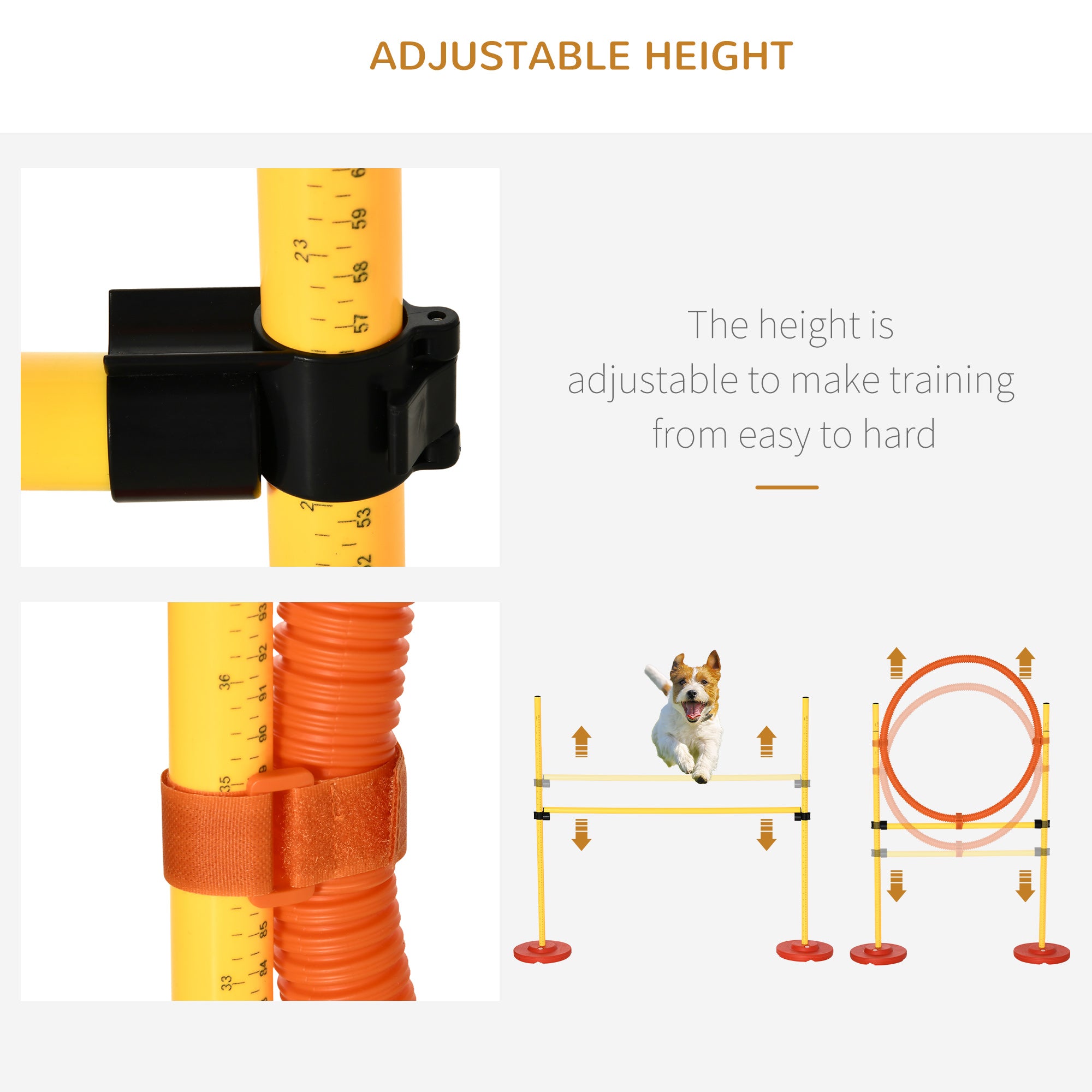 3PCs Portable Pet Agility Training Obstacle Set for Dogs w/ Adjustable Weave Pole, Jumping Ring, Adjustable High Jump Dog Agility Training Equipment at Gallery Canada
