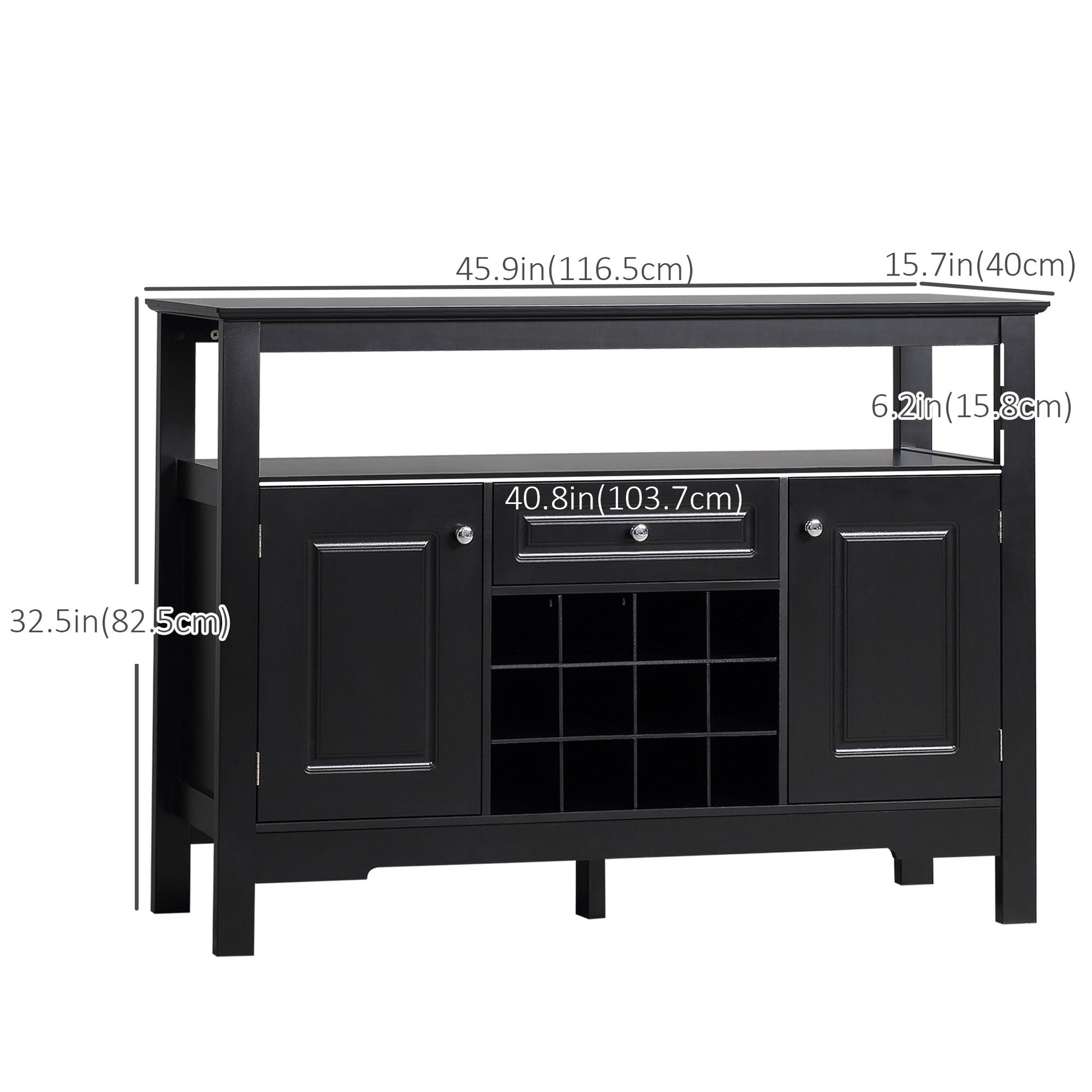 Sideboard Buffet Credenza Storage Cabinet with Drawer and Removable Wine Rack, Black Bar Cabinets   at Gallery Canada