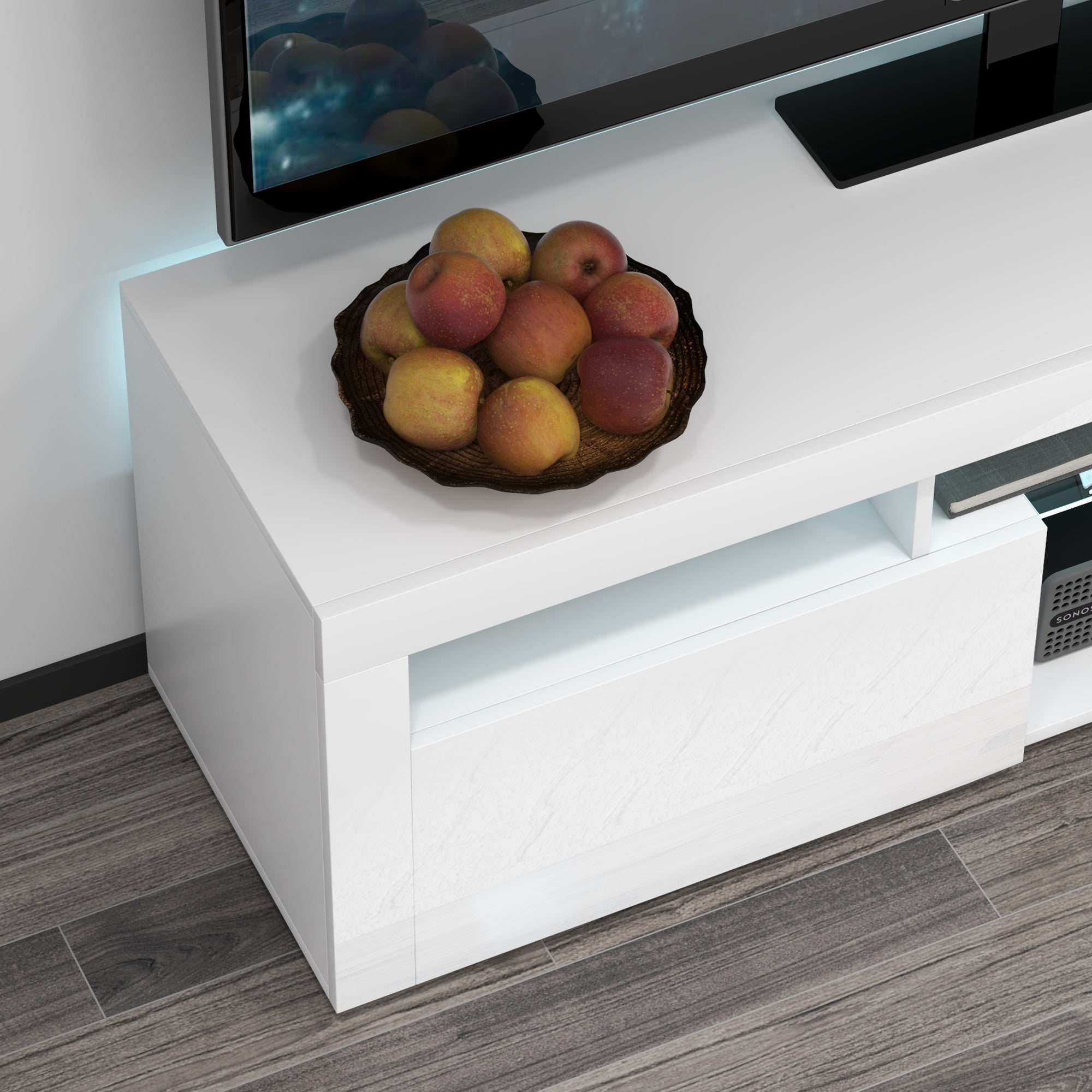 Modern TV Stand with Storage and LED Lights for TVs up to 55