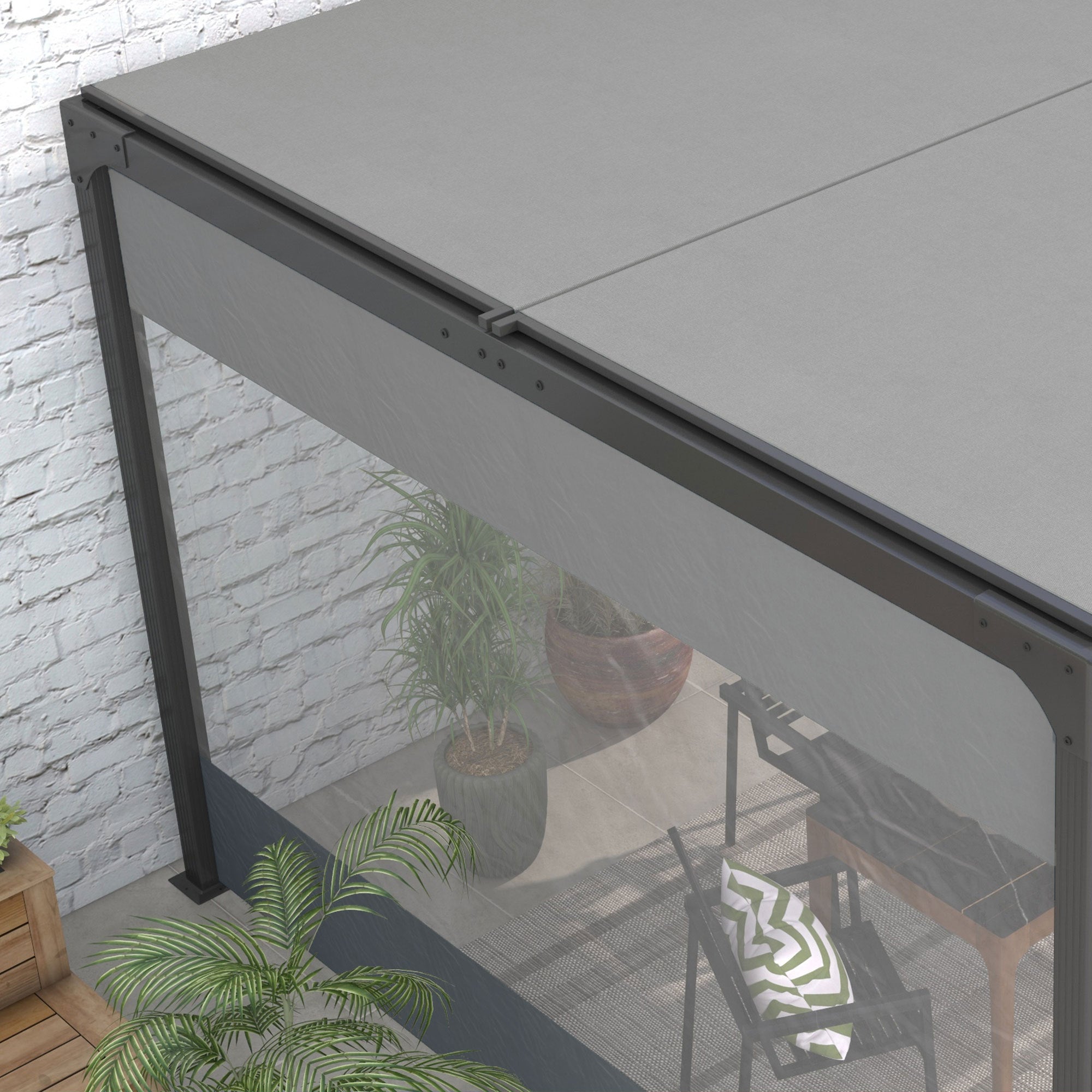 Pergola Gazebo Curtains for 10' x 10' Pergola, 2 Pack Side Panels Replacement with Large Windows and Zipped Doors Gazebo Sidewalls at Gallery Canada