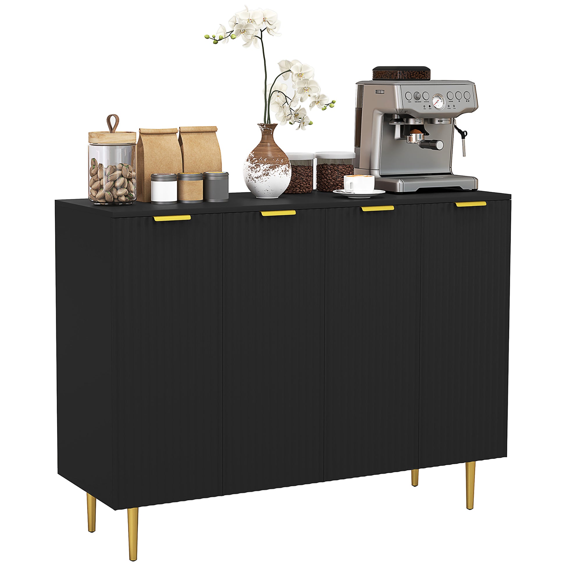 Modern Kitchen Storage Cabinet, Sideboard Buffet Cabinet with Adjustable Shelves for Hallway, Black Bar Cabinets   at Gallery Canada