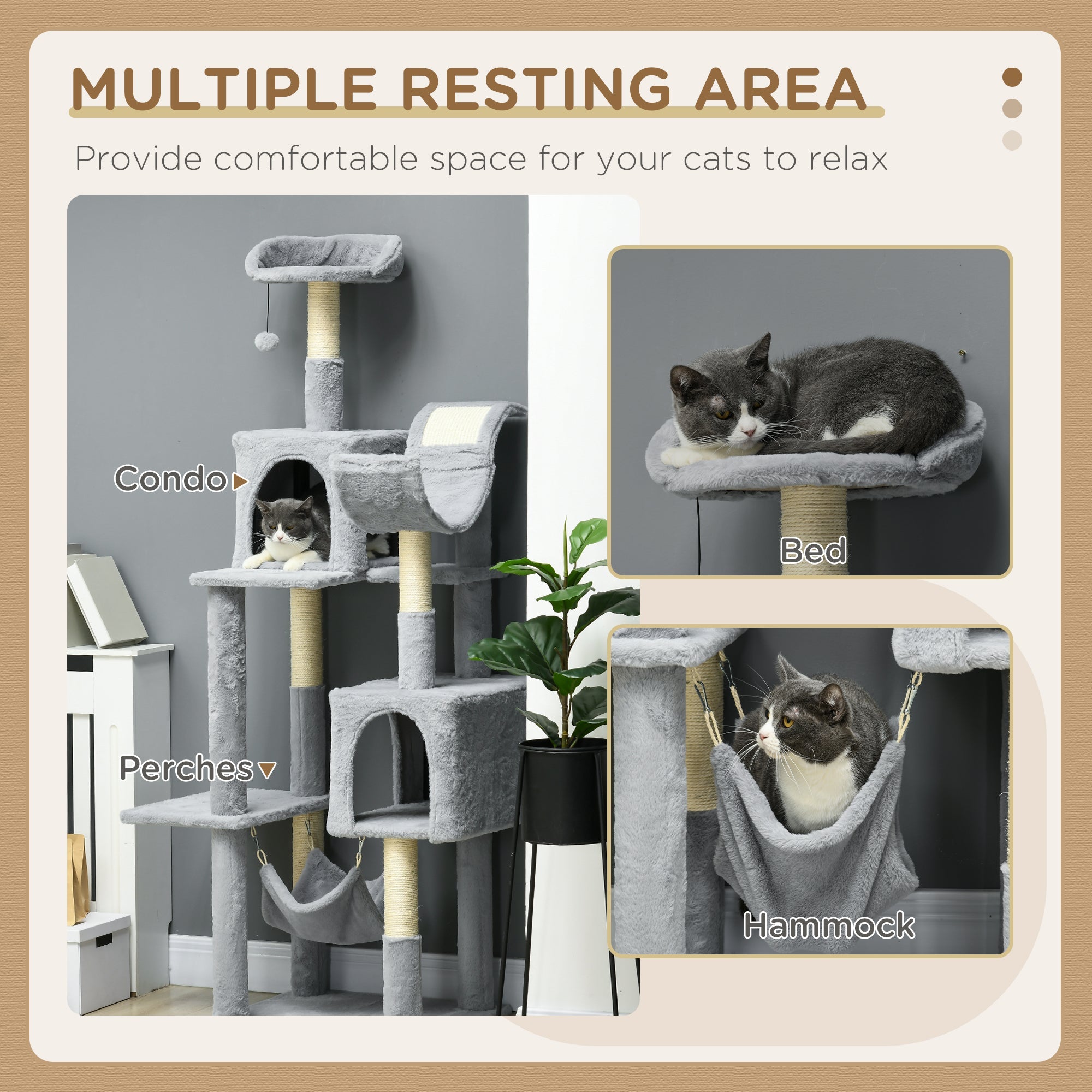 Tall Cat Tree for Indoor Cats, 70