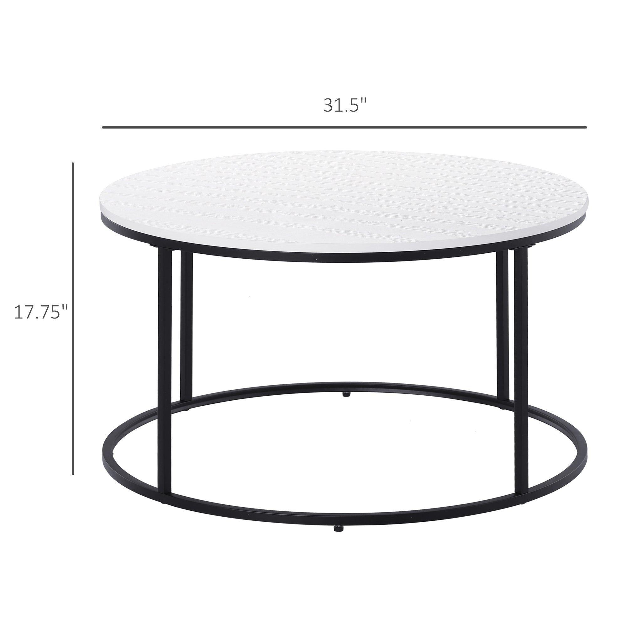 Round Coffee Table Sofa Side Table with a Modern Design, Black Metal Frame and Easy Maintenance, White Coffee Tables   at Gallery Canada