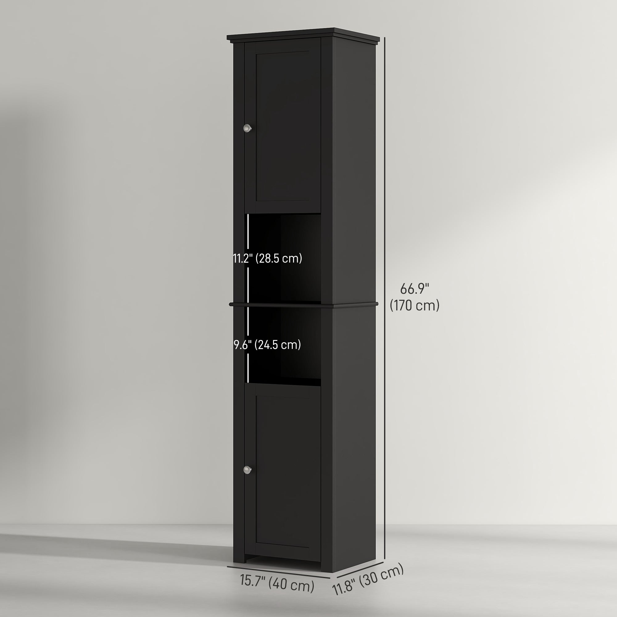 Tall Medicine Cabinet, Freestanding Bathroom Storage Cabinet with Shelves and 2 Cupboards, Bathroom Organizer, Black Bathroom Cabinets at Gallery Canada