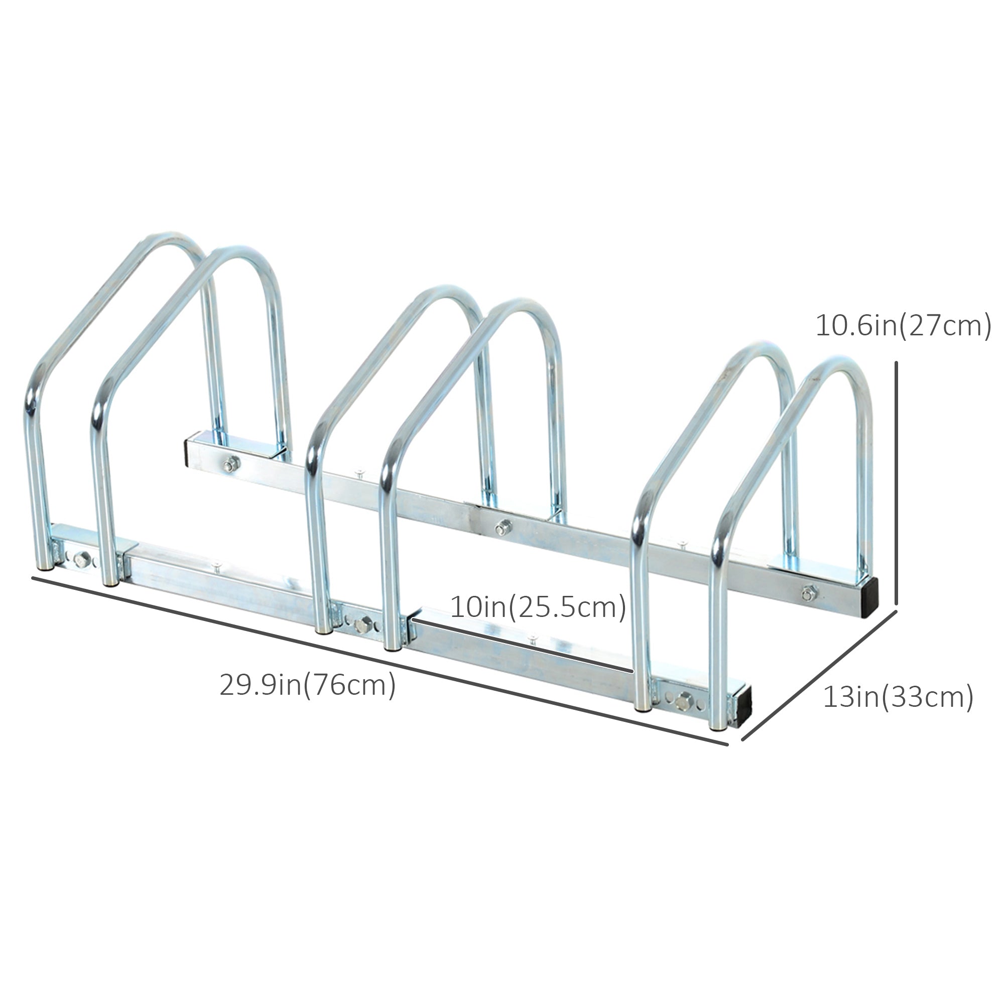 3-Bike Bicycle Floor Parking Rack Cycling Storage Stand Ground Mount Garage Organizer for Indoor and Outdoor Use Silver Bike Parking Stands   at Gallery Canada