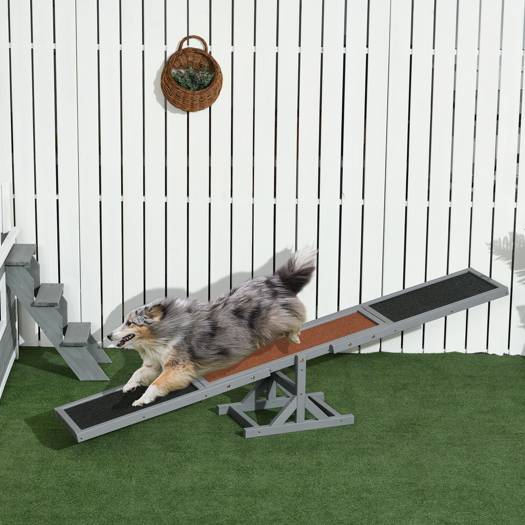 Wood Pet Seesaw Platform Dog Agility Training Equipment Run Game Toy Weather Resistant Pet Supplies Grey Dog Agility Training Equipment at Gallery Canada
