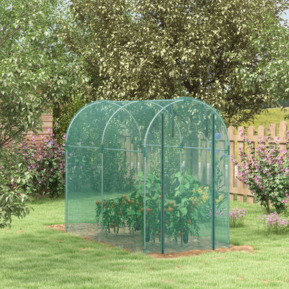 Galvanized Steel Crop Cage, Plant Protection Tent with Zippered Door, 4' x 8', Green Walk In Greenhouses Green and Silver at Gallery Canada