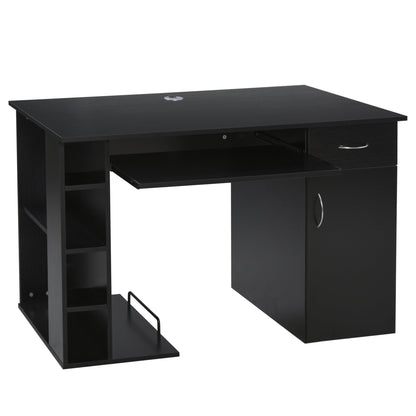 47.25" Computer Desk with Keyboard Tray, CPU Stand, Writing Desk with Drawer and Storage Shelves, Black Computer Desks Black  at Gallery Canada