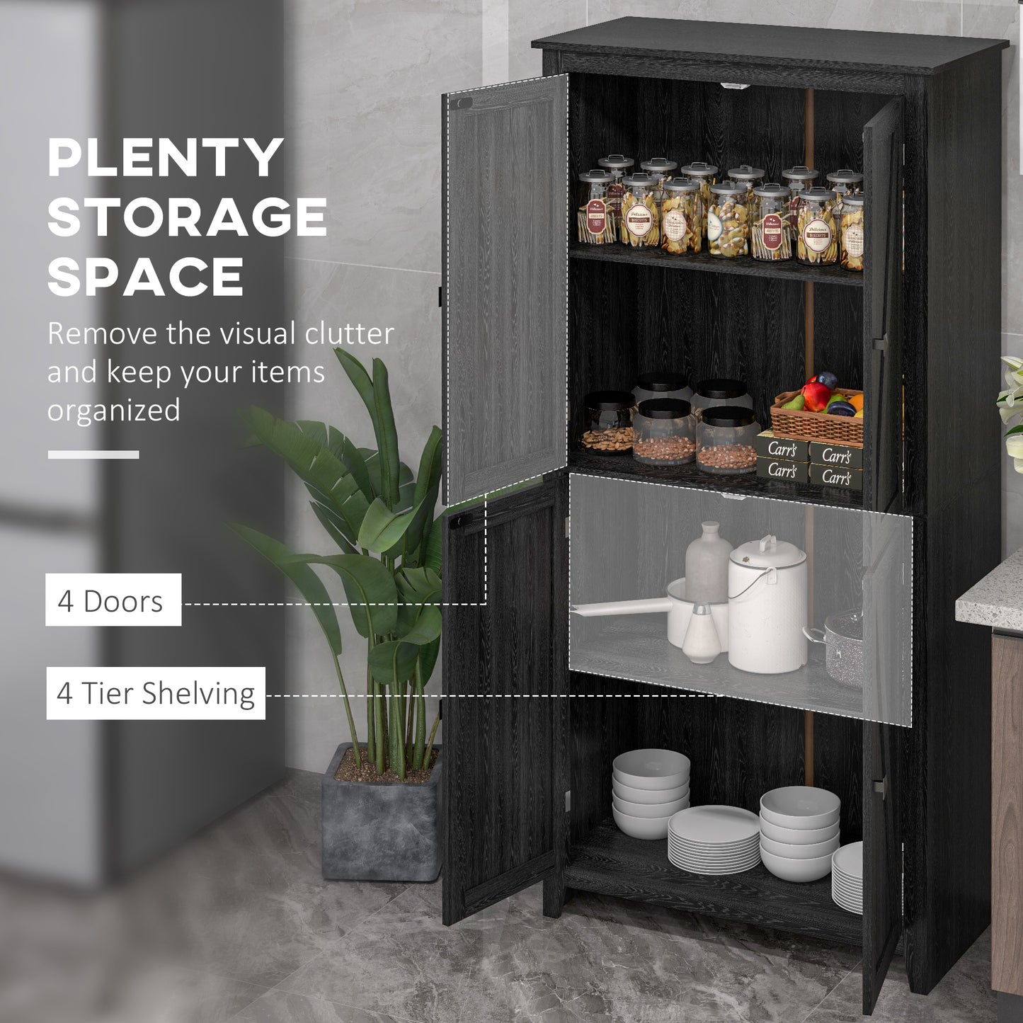 72" Freestanding Storage Cabinet, Kitchen Pantry Cabinet with Doors and Shelves Kitchen Storage Cabinets for Dining Room Kitchen Pantry Cabinets   at Gallery Canada