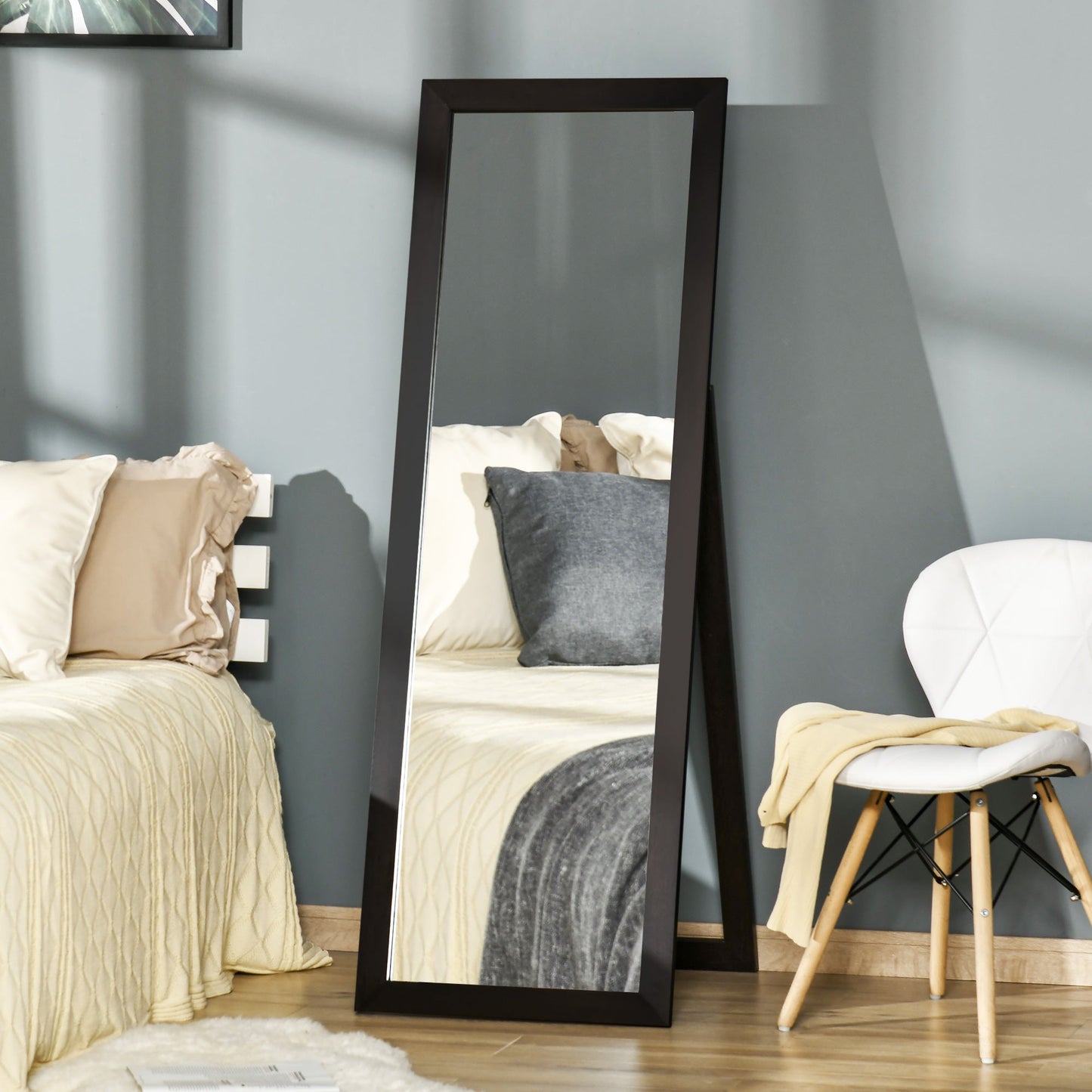 58" x 20" Full Length Mirror, Floor Standing Mirror, Rectangular Full Body Mirror for Bedroom, Living Room, Brown Full Length Mirrors   at Gallery Canada