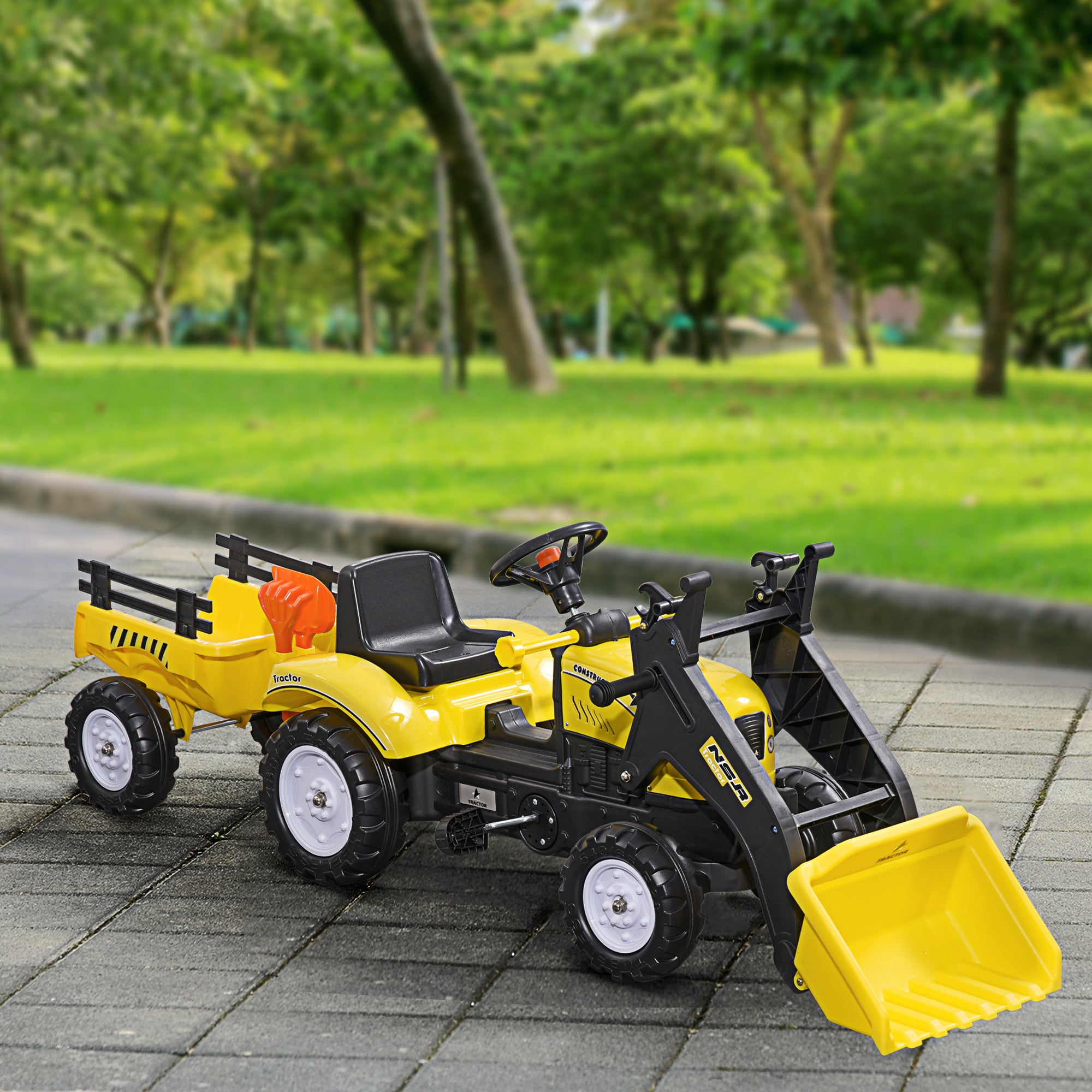 Front Loader Excavator Ride On Toy Pedal Control W/ 6 Wheels Controllable Bucket for 3-6 Years old Toy Excavators   at Gallery Canada