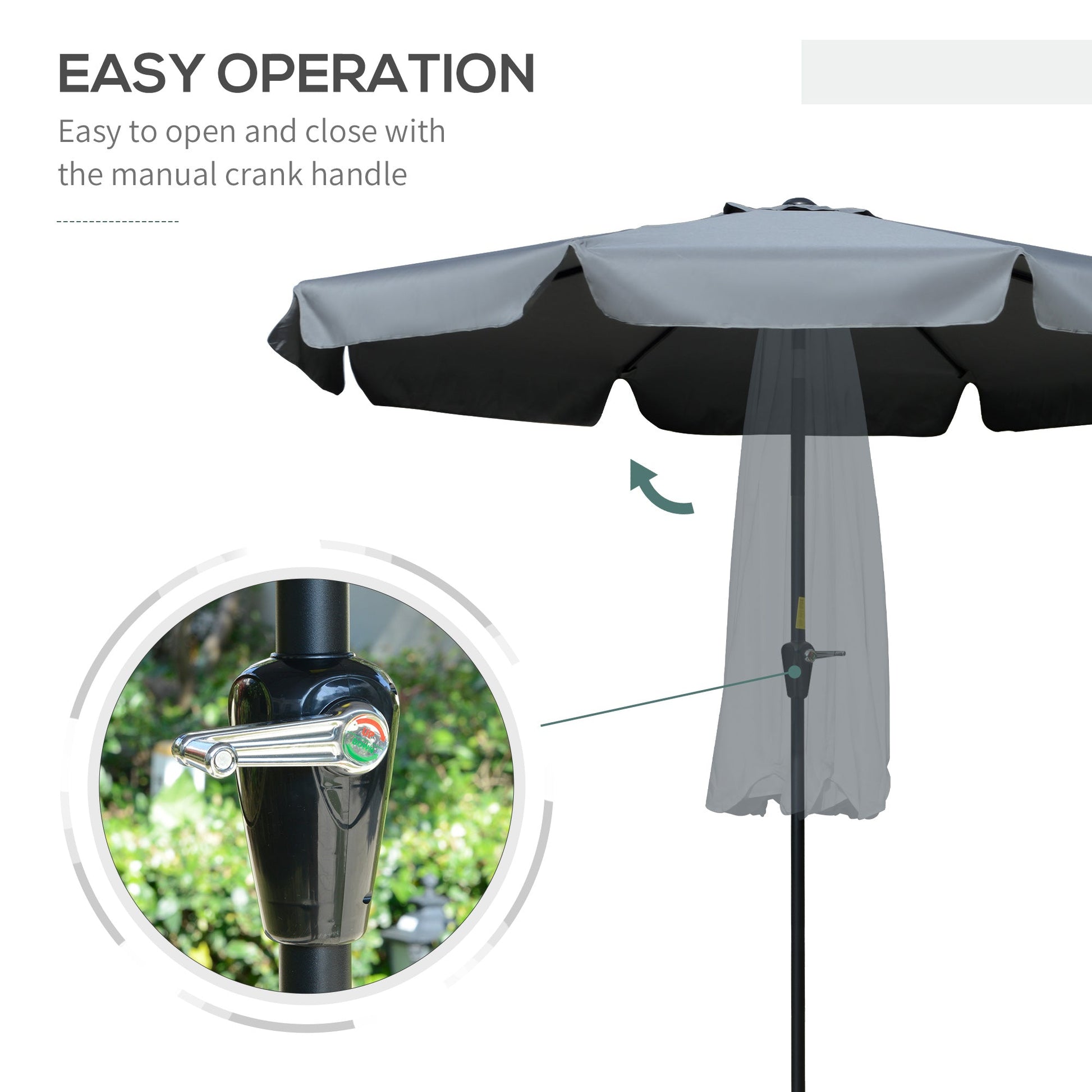 8.5 ft Outdoor Market Table Umbrella, Round Patio Umbrella with Tilt and Crank for Garden, Backyard, Deck, Dark Grey Sun Umbrellas   at Gallery Canada