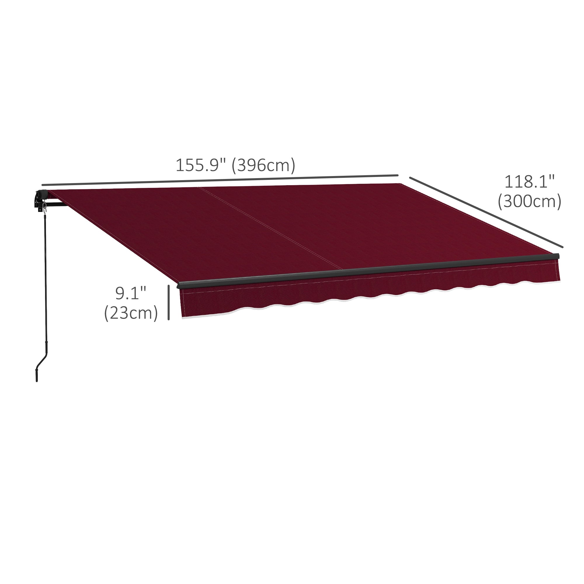 13' x 10' Retractable Awning, 280gsm UV Resistant Sunshade Shelter, for Deck, Balcony, Yard, Wine Red Window Awnings at Gallery Canada