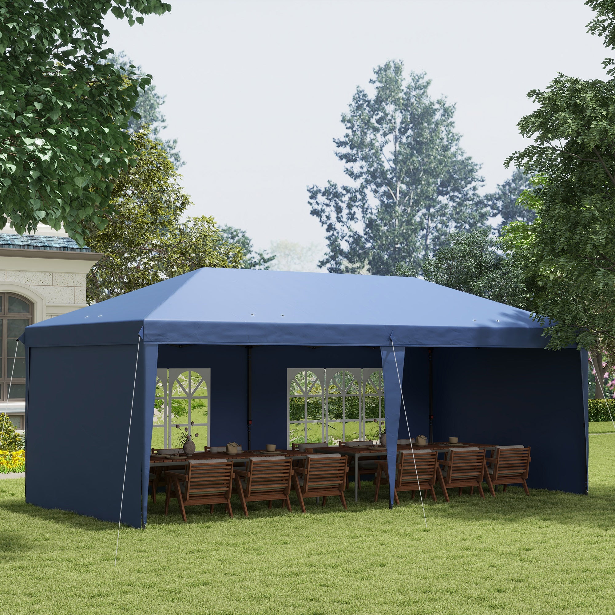 10' x 20' Outdoor Pop Up Canopy Tent Party Tent Instant Shelter W/ Carrying Bag, Blue Pop Up Canopies Blue at Gallery Canada