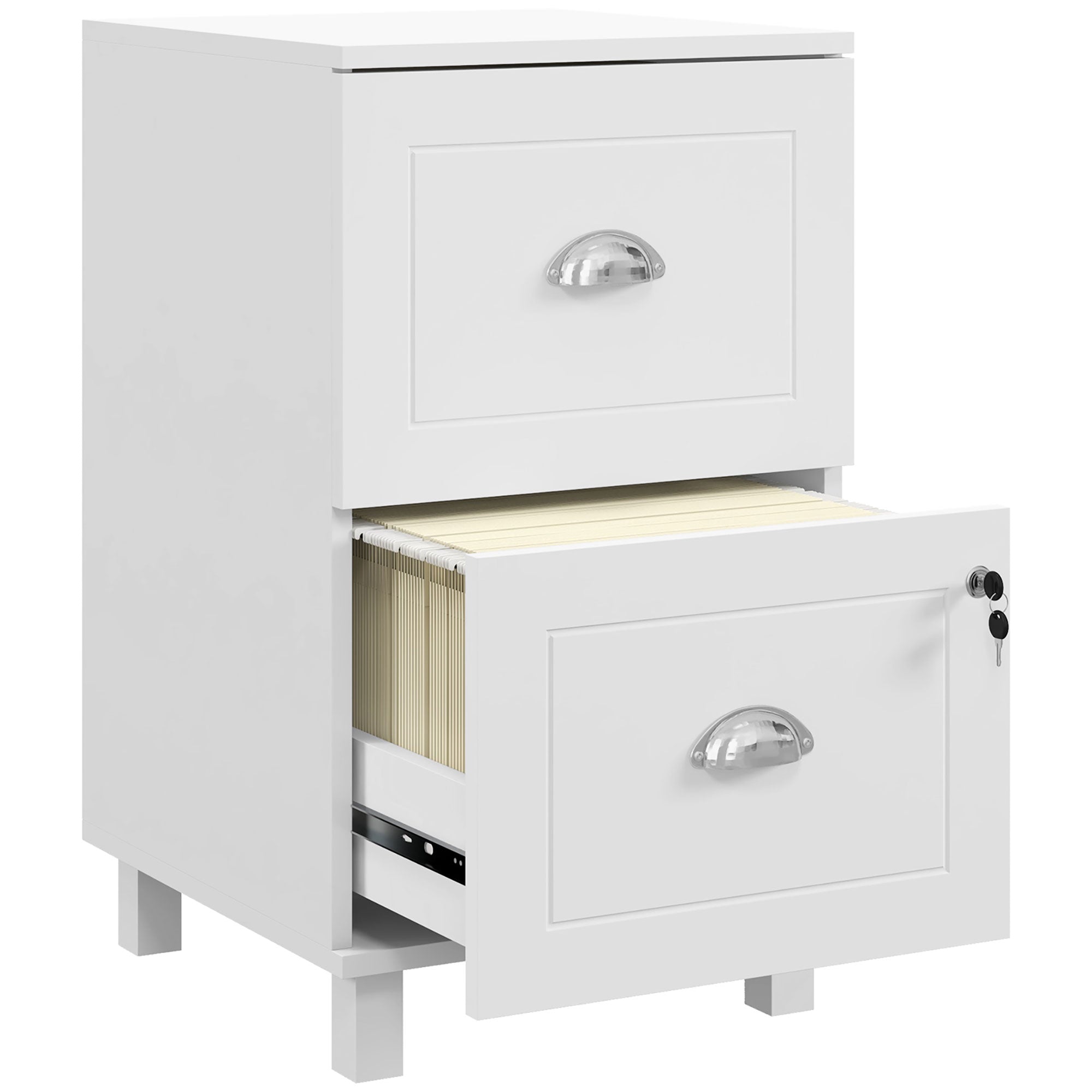 2-Drawer Small Filing Cabinet Lockable Home Office Storage Cabinet with Adjustable Hanging Bars for A4 Letter White Office Cabinets & Cupboards   at Gallery Canada