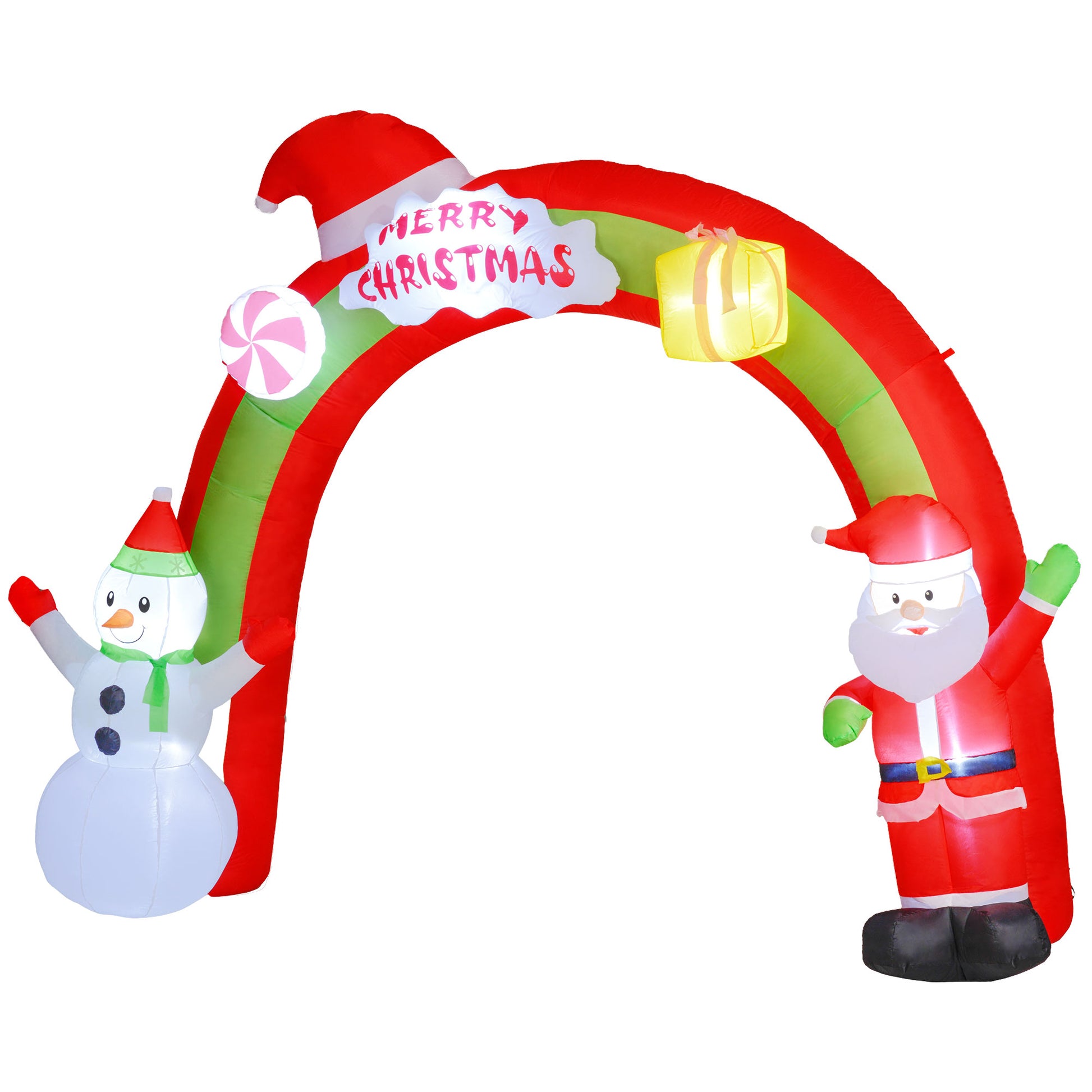 10FT Christmas Inflatable Archway, Outdoor Xmas Blow Up Santa Claus and Snowman Arch with Built-in LED Lights for Yard Christmas Inflatables at Gallery Canada