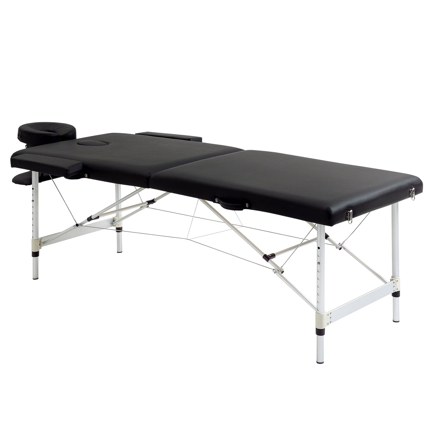 73" 2 Section Foldable Massage Table Professional Salon SPA Facial Couch Tatoo Bed with Carry Bag Black Portable Massage Tables Black  at Gallery Canada