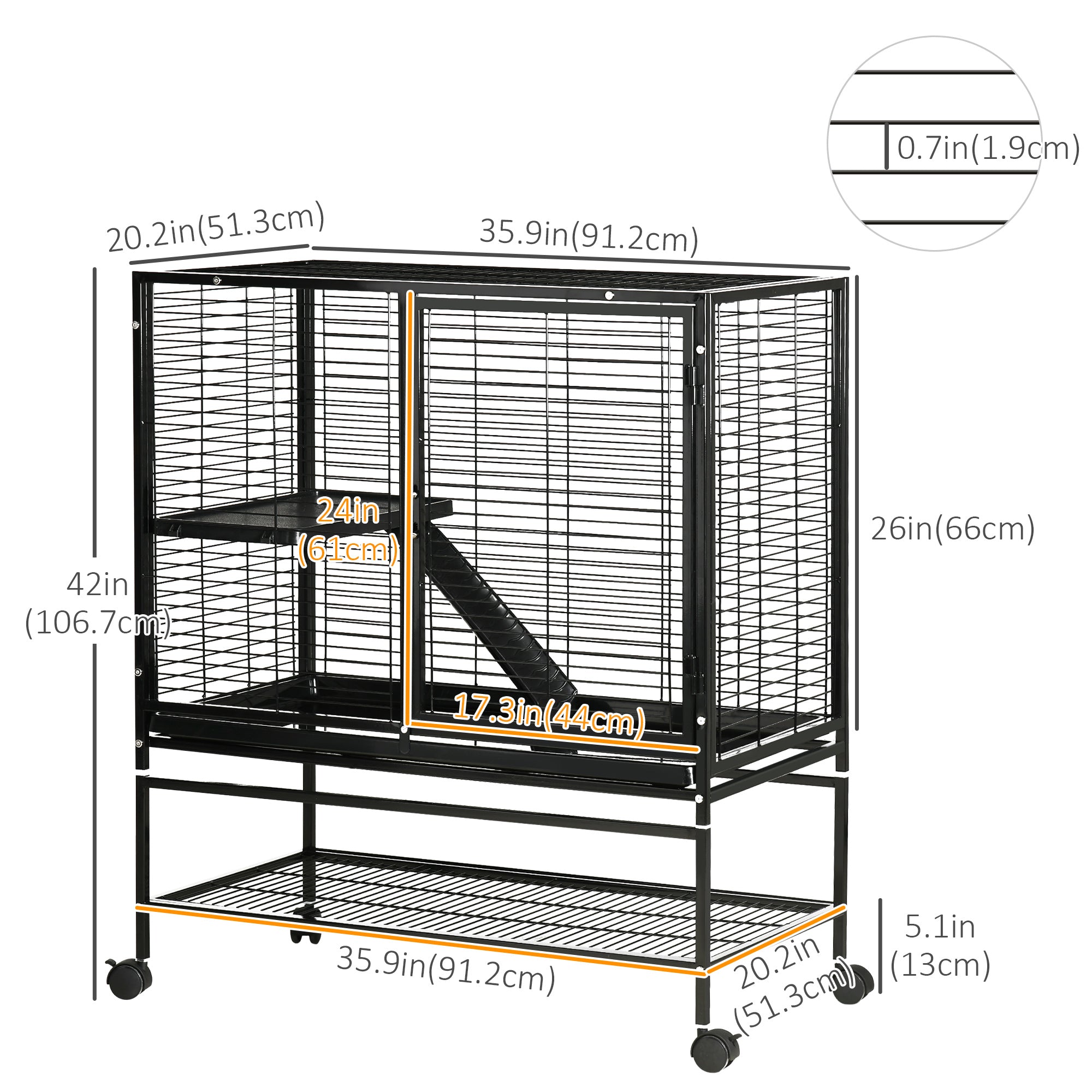 Small Animal Cage with Hammock, 2-Tier Ferret Cage Removable Tray Houses & Habitats   at Gallery Canada