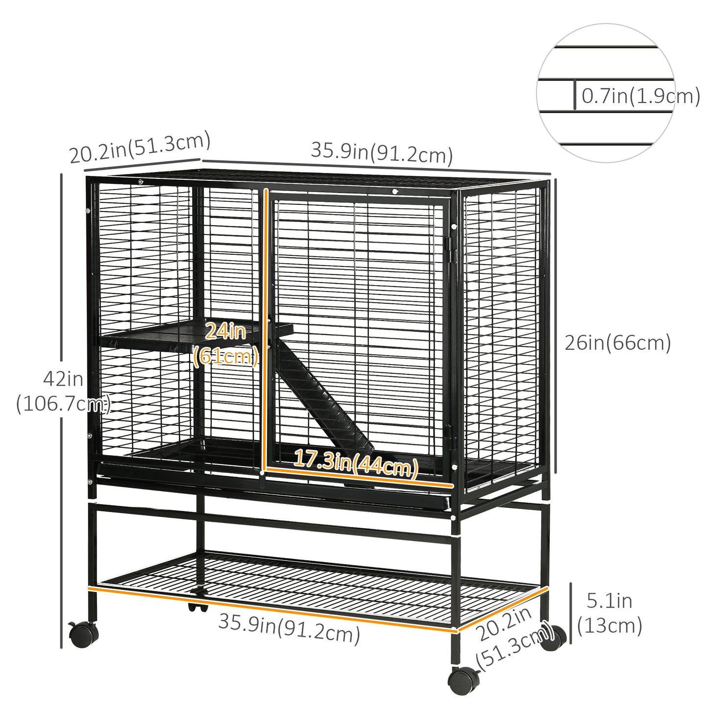 Small Animal Cage with Hammock, 2-Tier Ferret Cage Removable Tray Houses & Habitats   at Gallery Canada