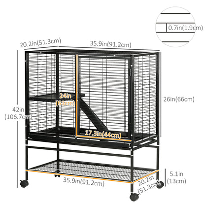 Small Animal Cage with Hammock, 2-Tier Ferret Cage Removable Tray Houses & Habitats   at Gallery Canada