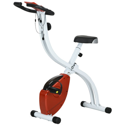 Foldable &; Quiet Exercise Bike with 8-Level Magnetic Resistance, Pulse Sensor, Wheels and LCD Monitor, Red Exercise & Stationary Bikes   at Gallery Canada