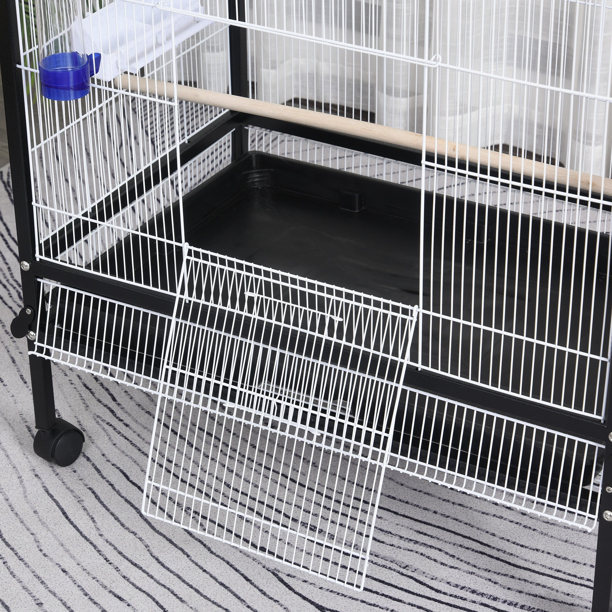 Bird Cage Conure Parrot Budgie Cage with Bird Perch &; Wheels, Black and White Bird Cages   at Gallery Canada