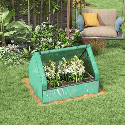 4' x 3' Raised Garden Bed, Outdoor Metal Planter Box with Mini Greenhouse, Green and Silver - Gallery Canada