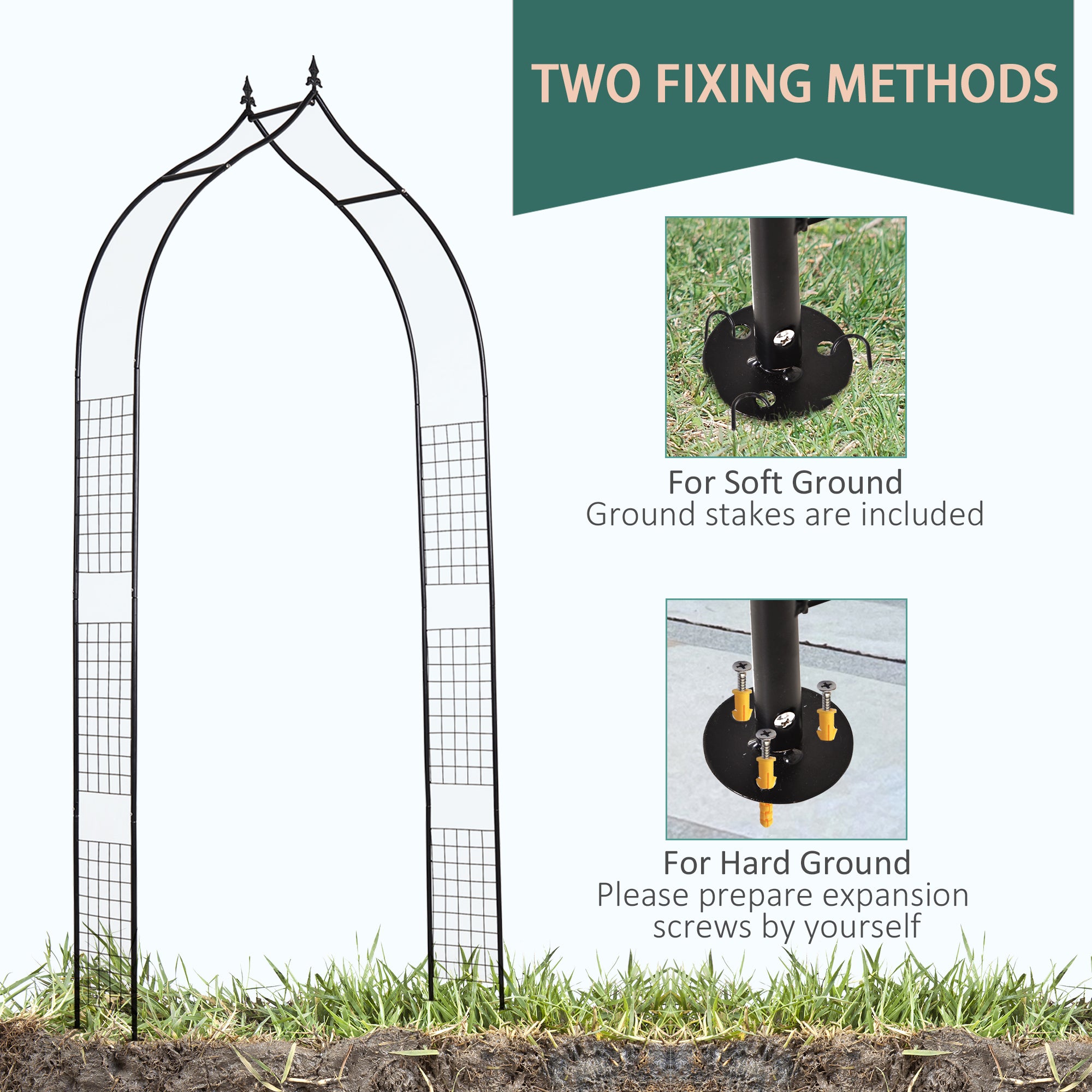 8FT Metal Garden Arch, Decorative Arbor Trellis for Climbing Plants, Wedding, Party, Event, Holiday, Black Garden Arches at Gallery Canada