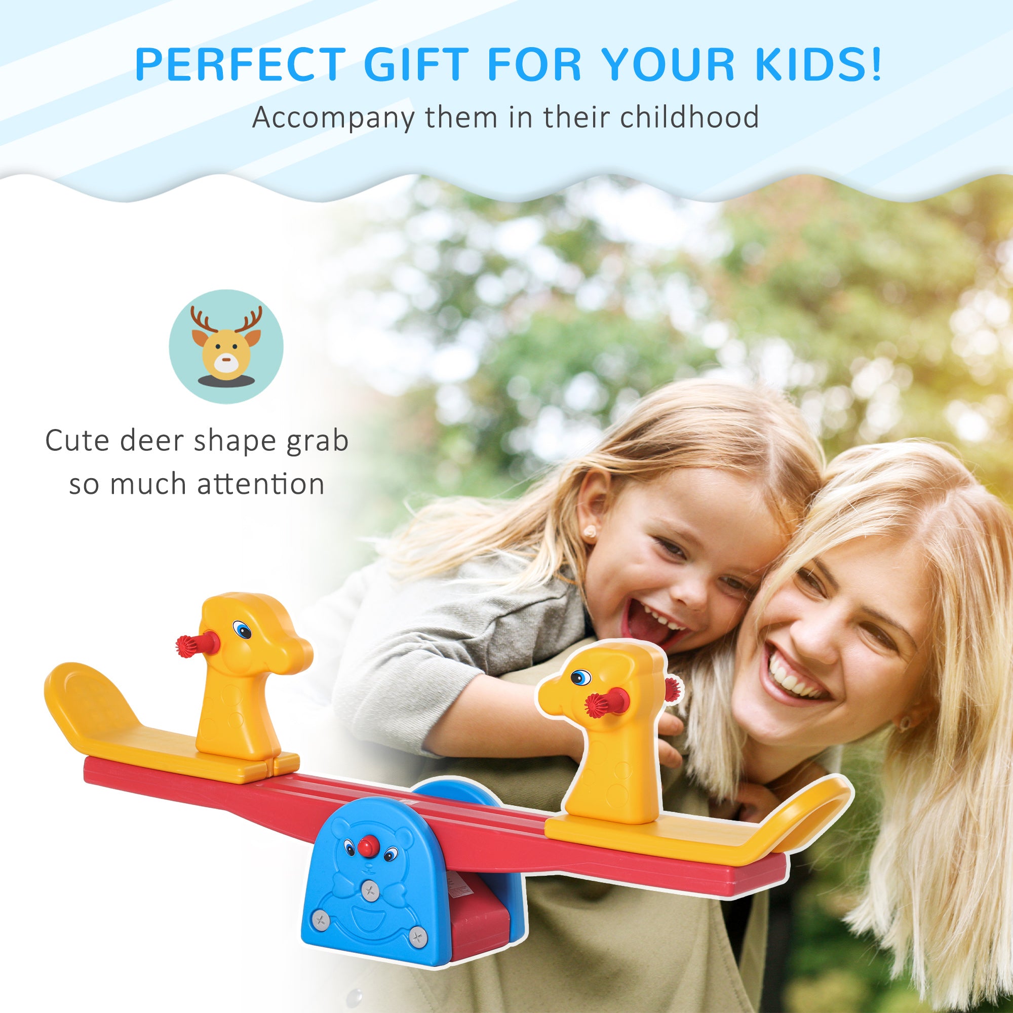 Kids Seesaw Safe Teeter Totter 2 Seats with Easy-Grip Handles Indoor Outdoor Living Room Playroom Backyard Equipment, for 12-48 Months, Multicolor Gym Sets & Swings at Gallery Canada