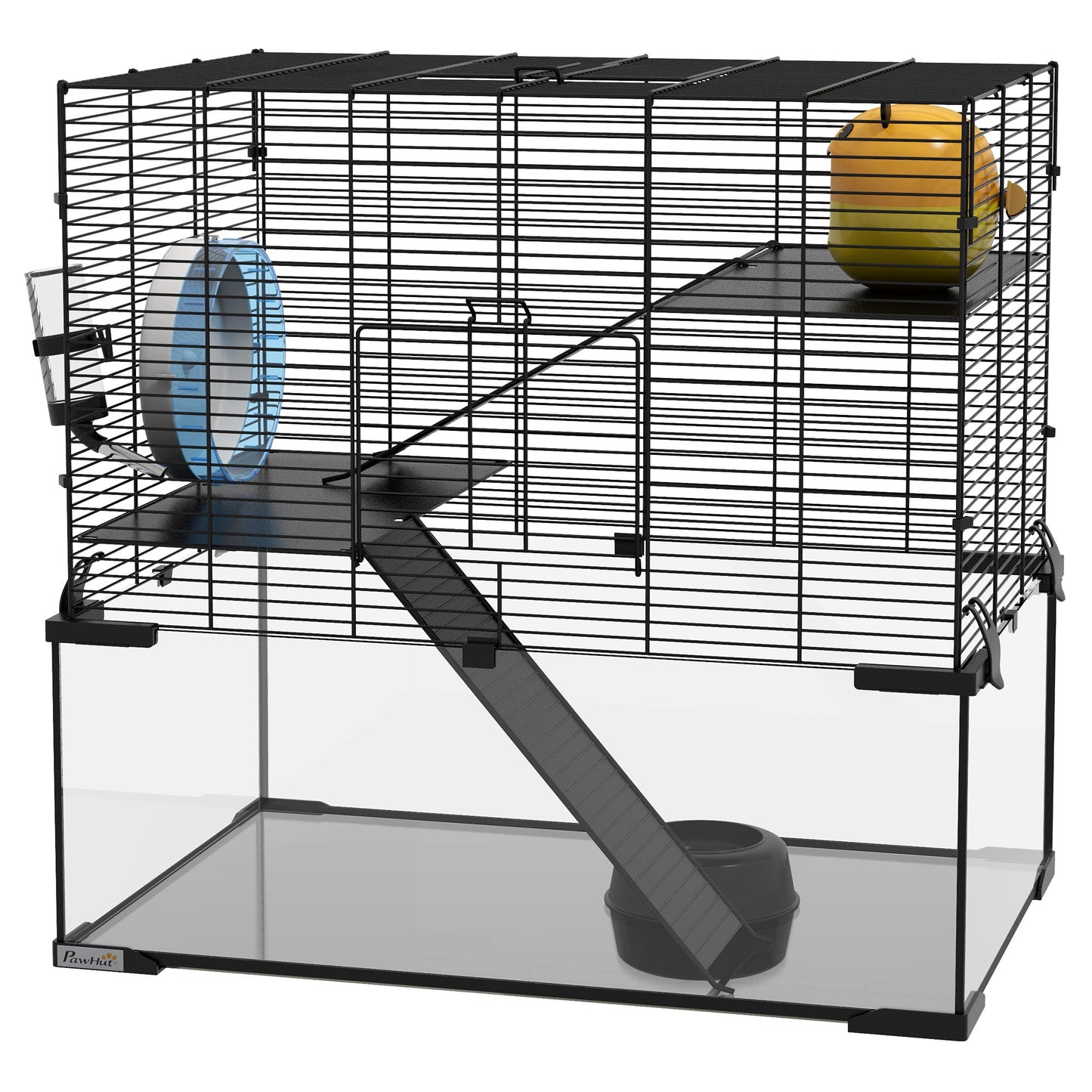 Hamster Cage, Gerbil Cage with Glass Basin for Small Hamsters, Black Hamster Cages Black  at Gallery Canada