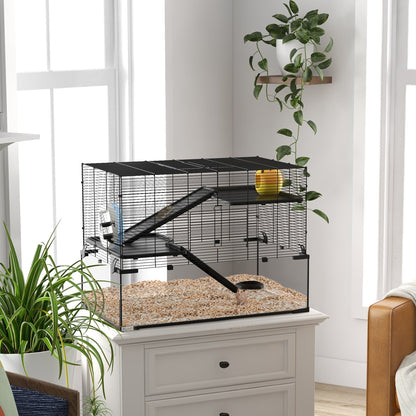 Hamster Cage, Gerbil Cage with Glass Basin for Small Hamsters, Black Hamster Cages   at Gallery Canada