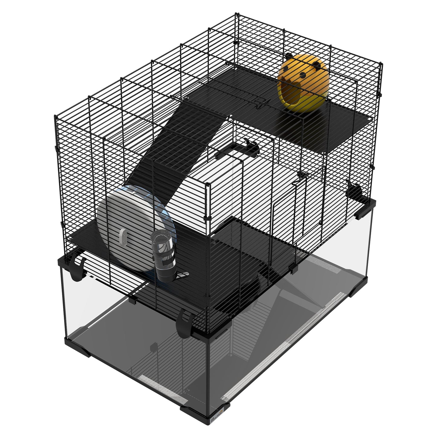 Hamster Cage, Gerbil Cage with Glass Basin for Small Hamsters, Black Hamster Cages   at Gallery Canada