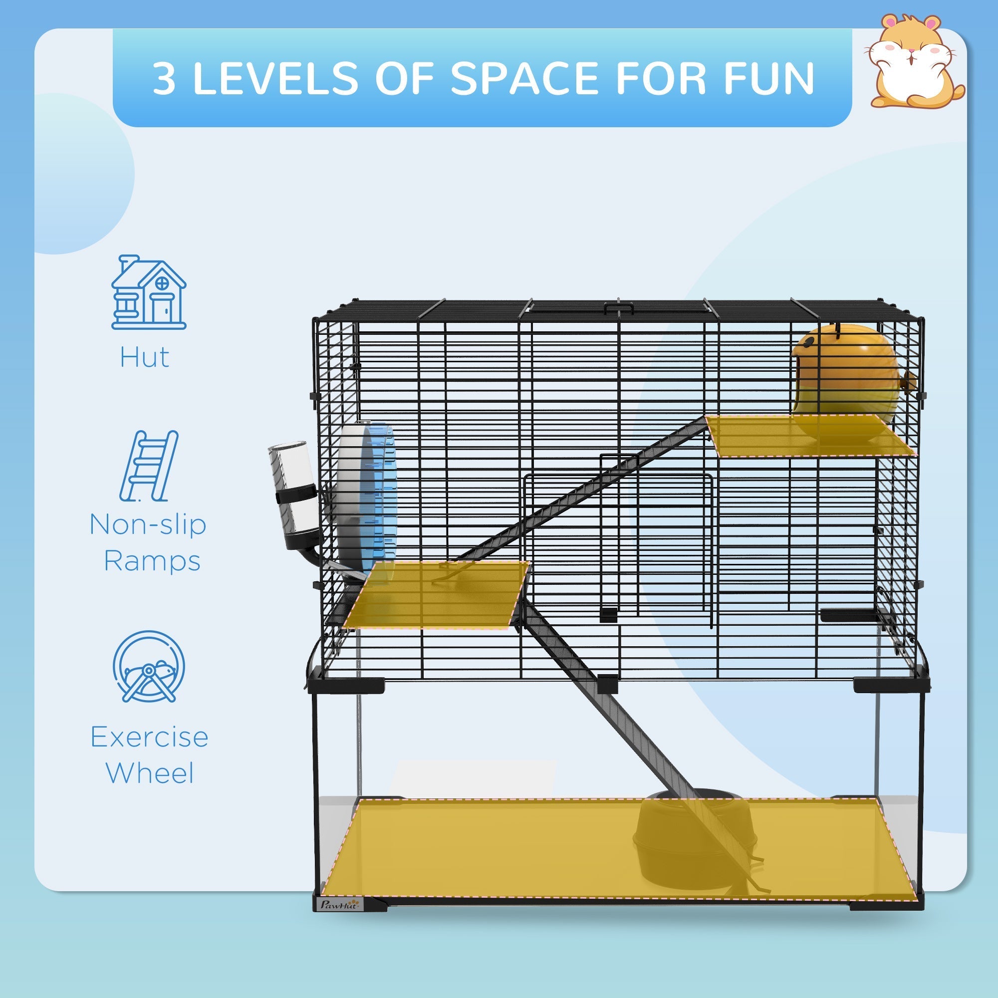 Hamster Cage, Gerbil Cage with Glass Basin for Small Hamsters, Black Hamster Cages   at Gallery Canada