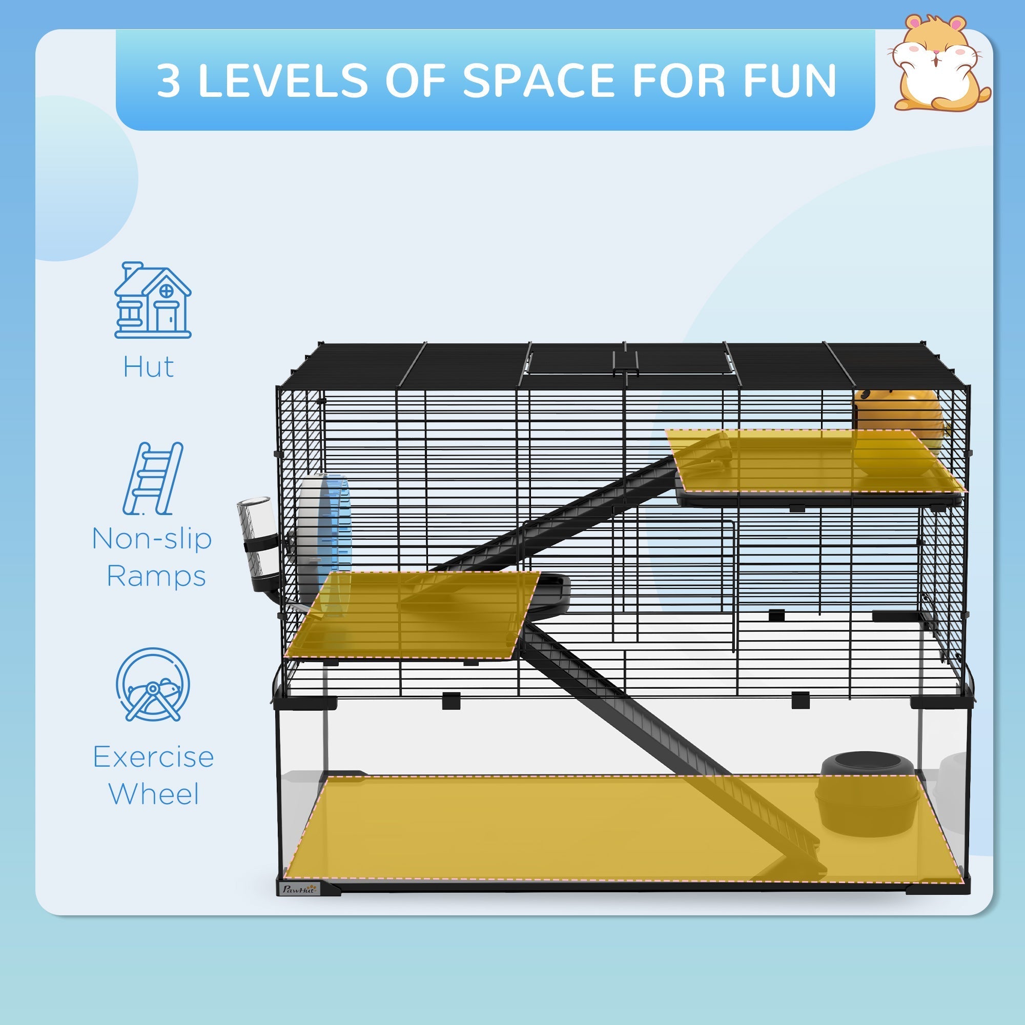 Hamster Cage, Gerbil Cage with Glass Basin for Small Hamsters, Black Hamster Cages   at Gallery Canada