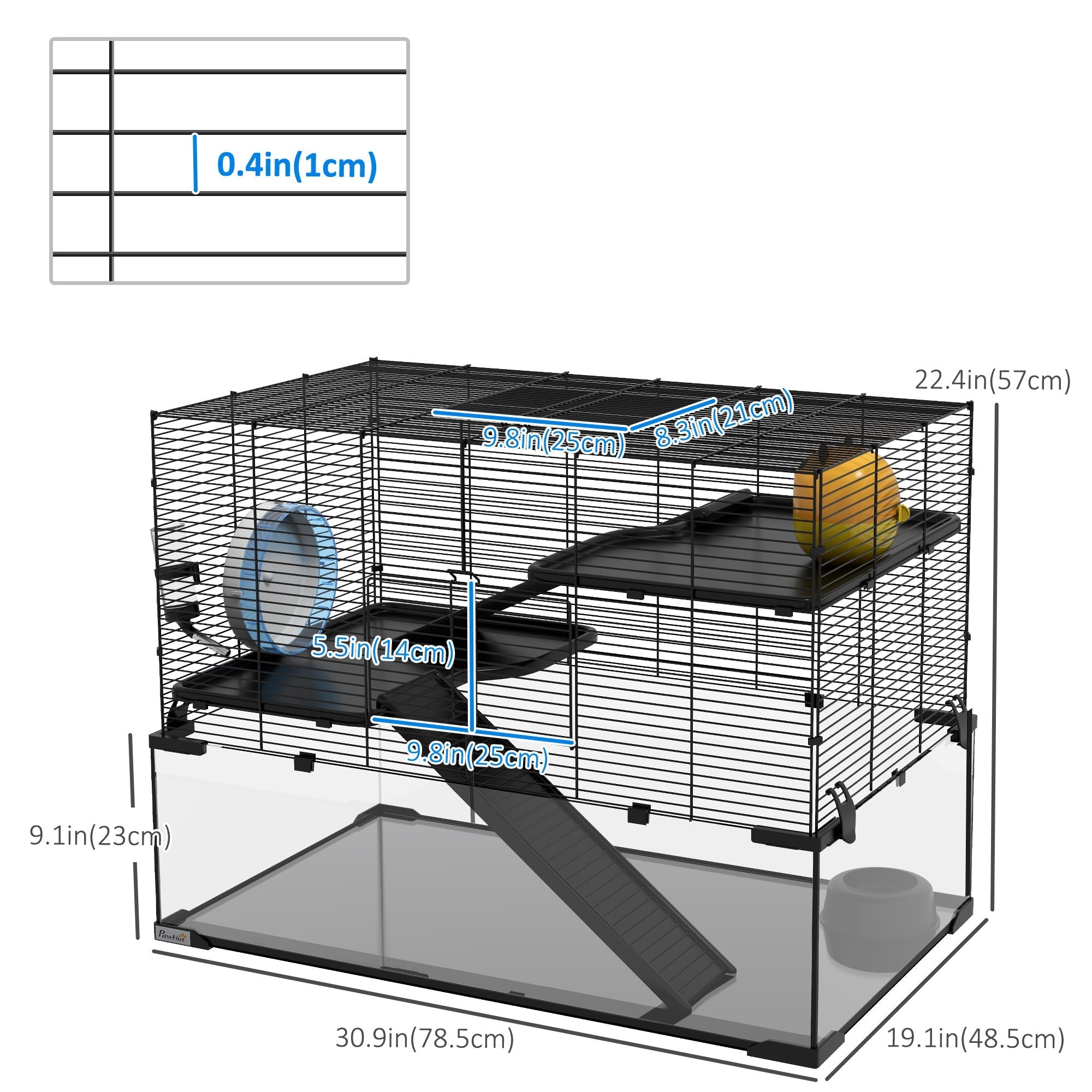 Hamster Cage, Gerbil Cage with Glass Basin for Small Hamsters, Black Hamster Cages   at Gallery Canada