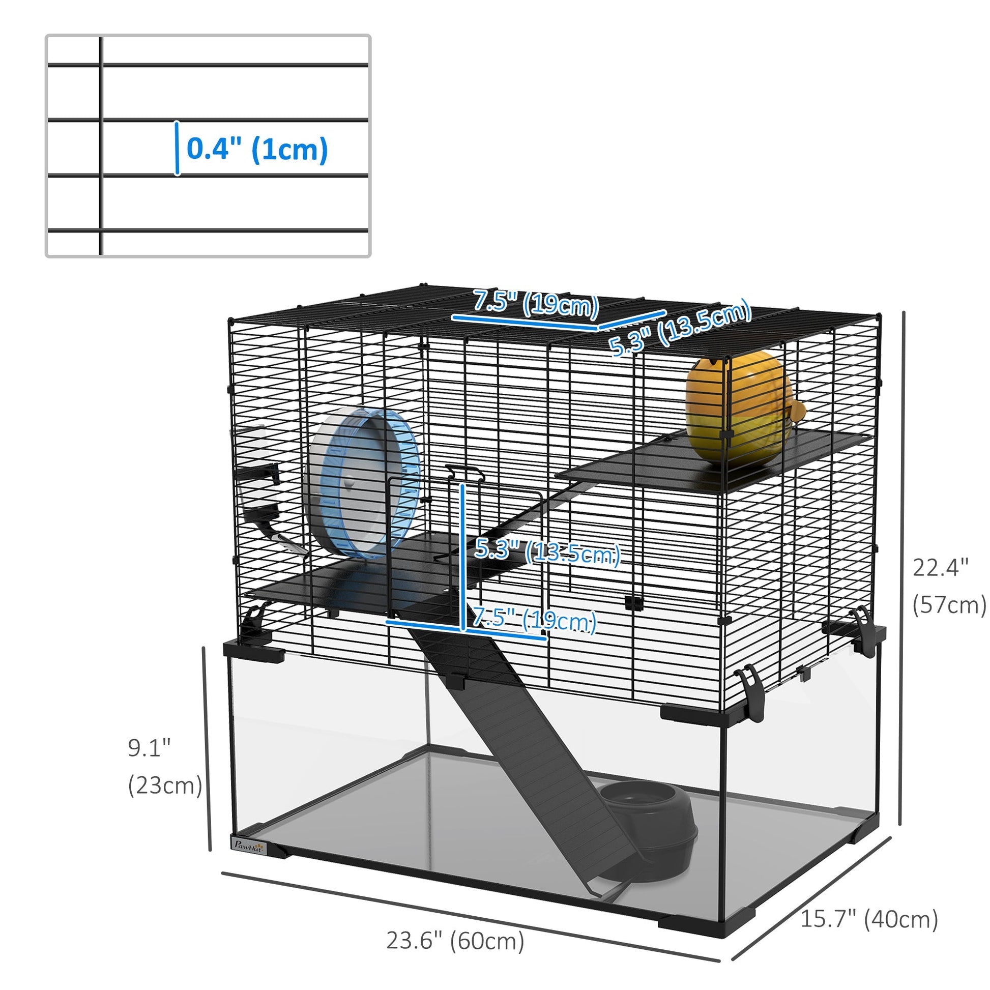 Hamster Cage, Gerbil Cage with Glass Basin for Small Hamsters, Black Hamster Cages   at Gallery Canada