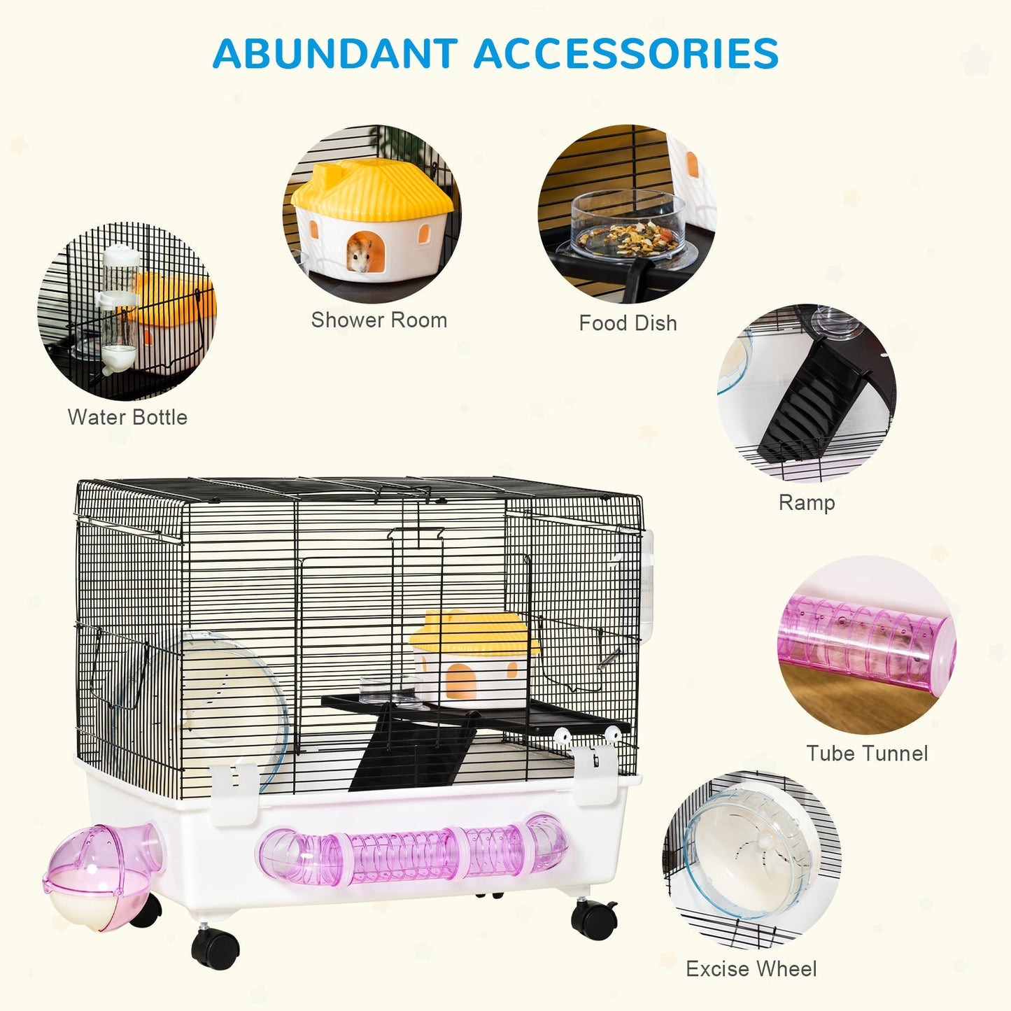 Multi-Storey Hamster Cage with Tubes, Wheel, Water Bottle, White Hamster Cages   at Gallery Canada