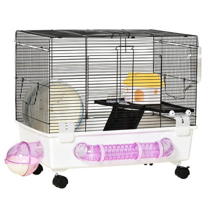 Multi-Storey Hamster Cage with Tubes, Wheel, Water Bottle, White Hamster Cages Multi Colour  at Gallery Canada