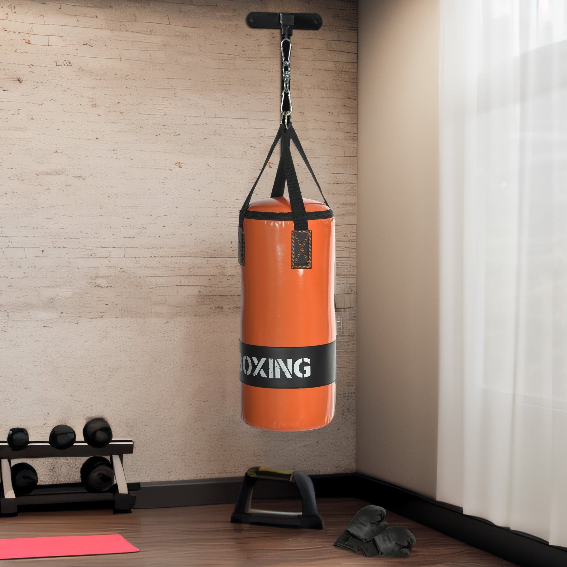 Hanging Punching Bag, Heavy Bag with Punch Gloves and Wall Mount Hanger for MMA and Muay Thai Workouts Punching Bag Hangers   at Gallery Canada