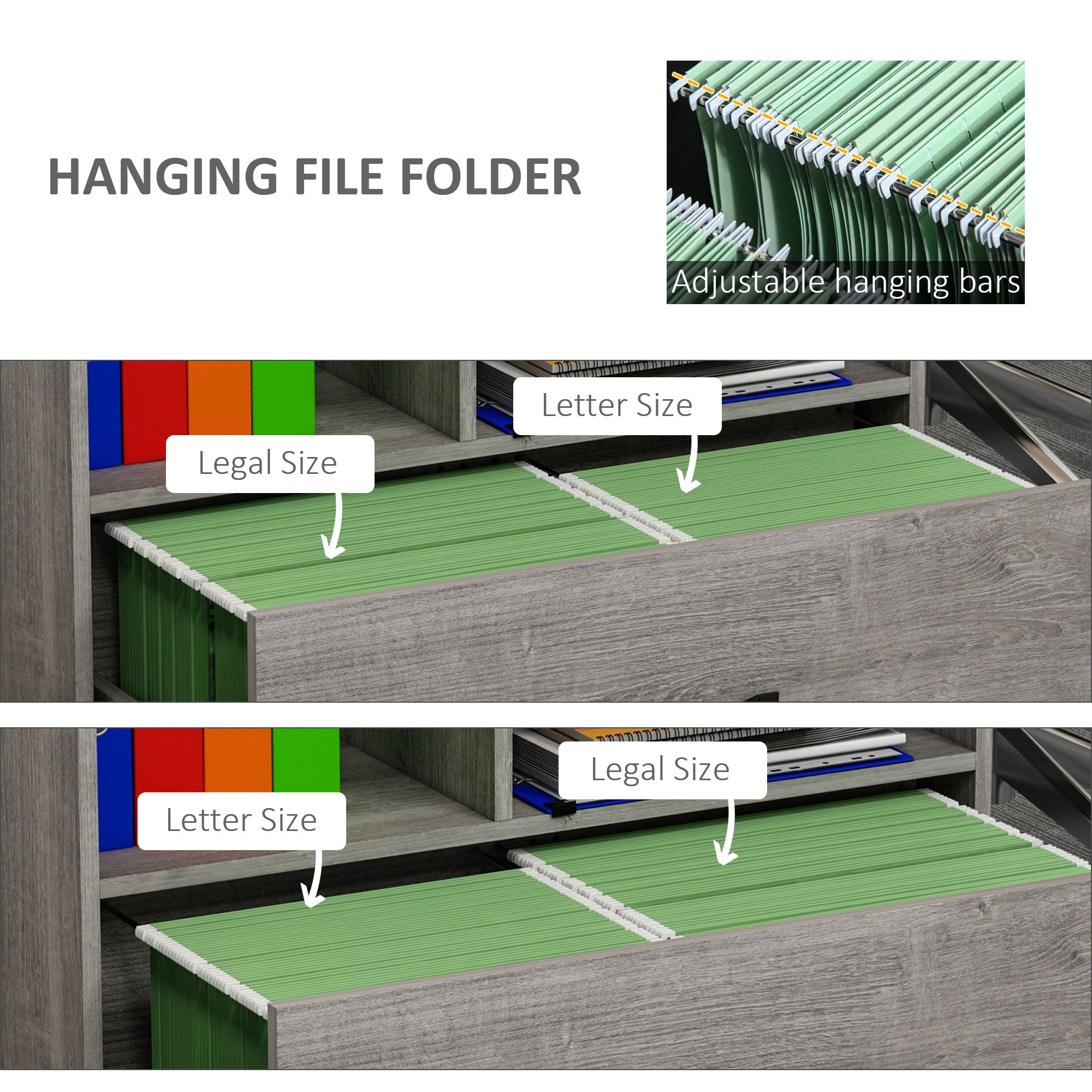 Lateral Filing Cabinet, Printer Stand, Mobile Office File Cabinet with Wheels for Letter and Legal Sized Files, Grey Office Cabinets & Cupboards   at Gallery Canada