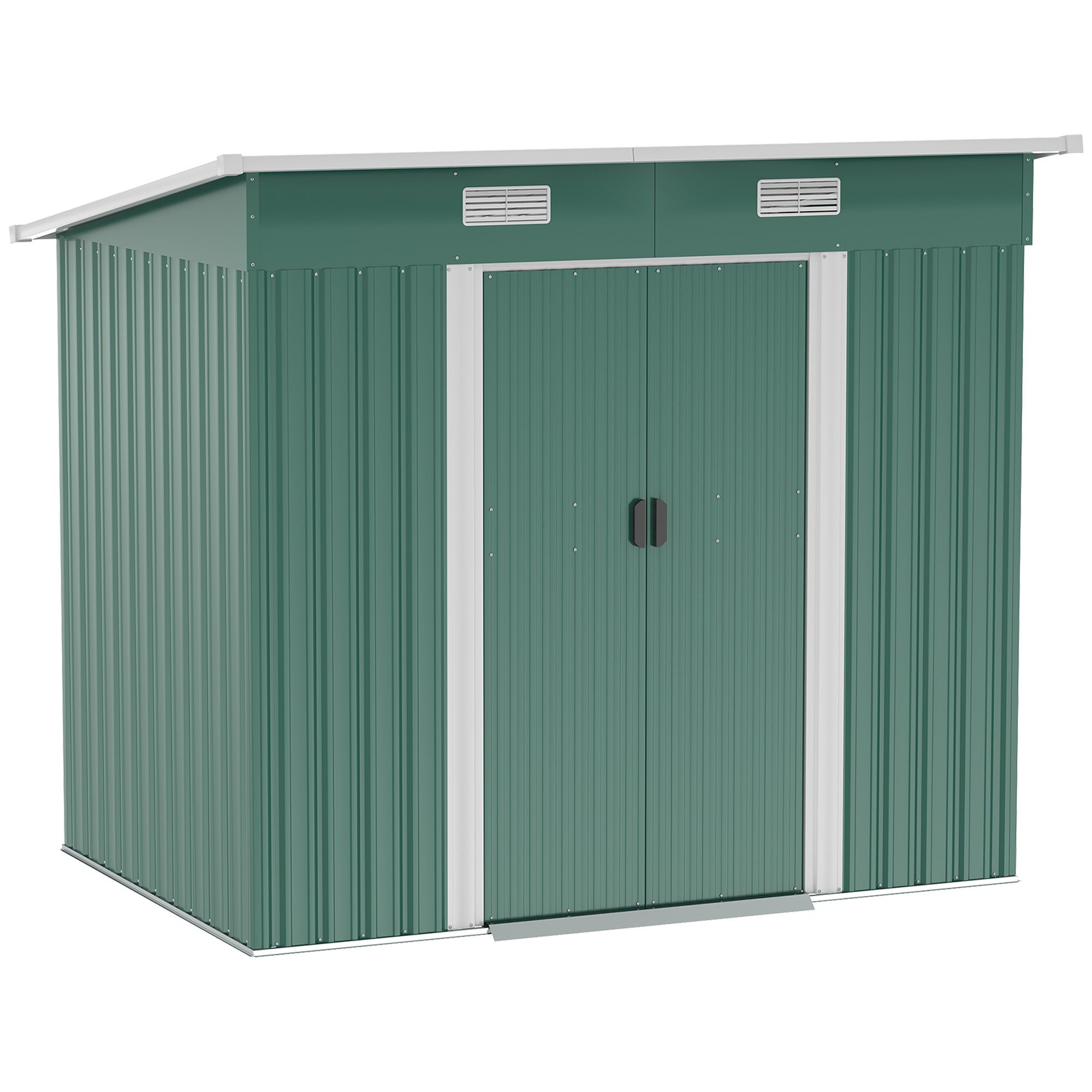 7'x 4' Metal Patio Storage Shed Garden Lockable Shed Tool Utility Storage Unit, Green Sheds Dark Green & White at Gallery Canada