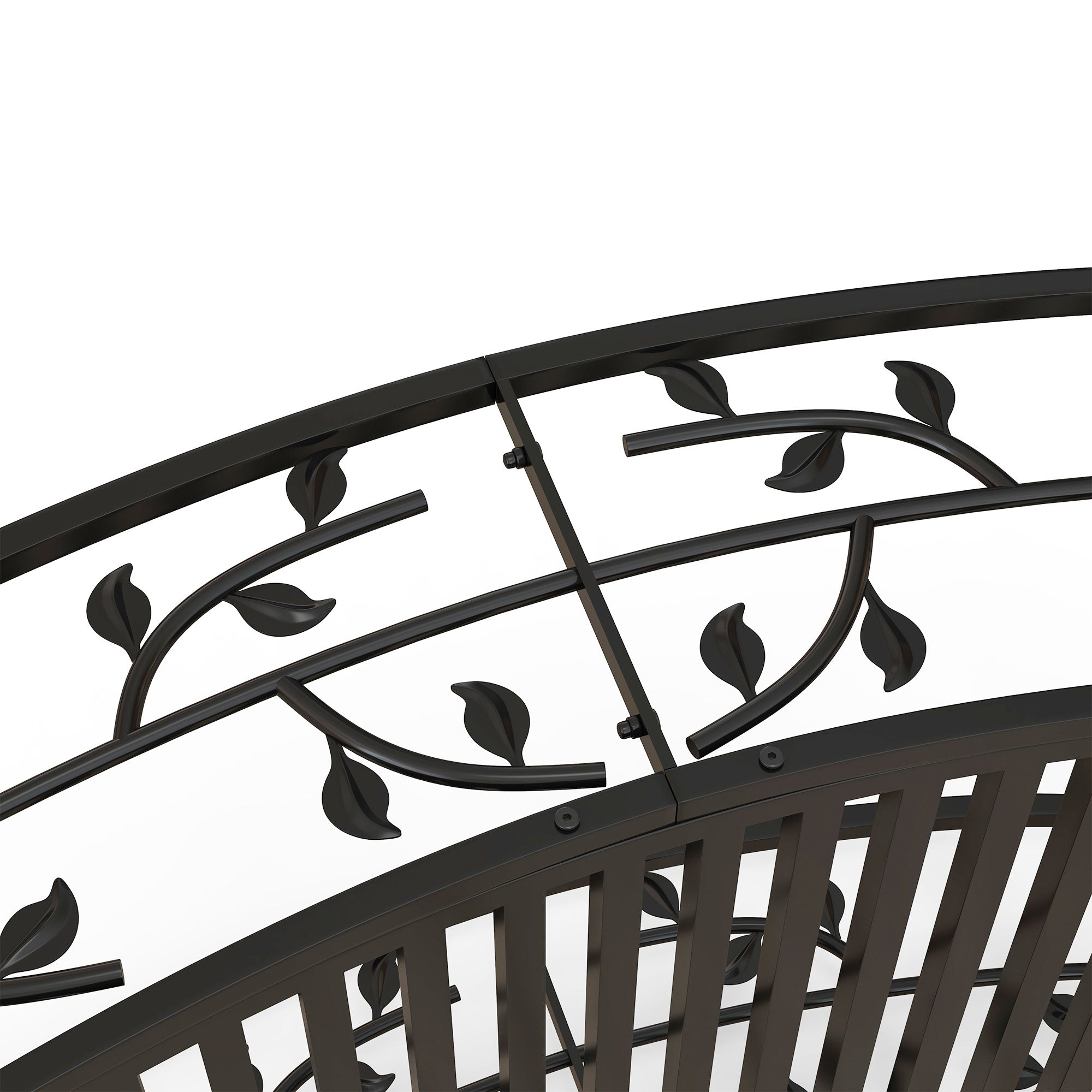 4' Metal Arch Garden Bridge Arc Footbridge with Guardrails and Decorative Vine Pattern, Black Garden Bridges at Gallery Canada