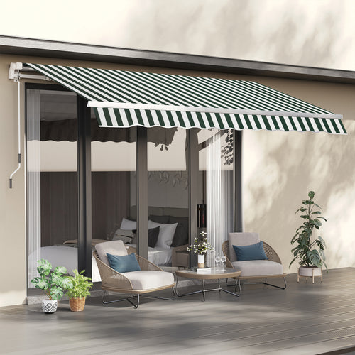 10' x 8' Retractable Awning Fabric Replacement Outdoor Sunshade Canopy Awning Cover, UV Protection, Green and White