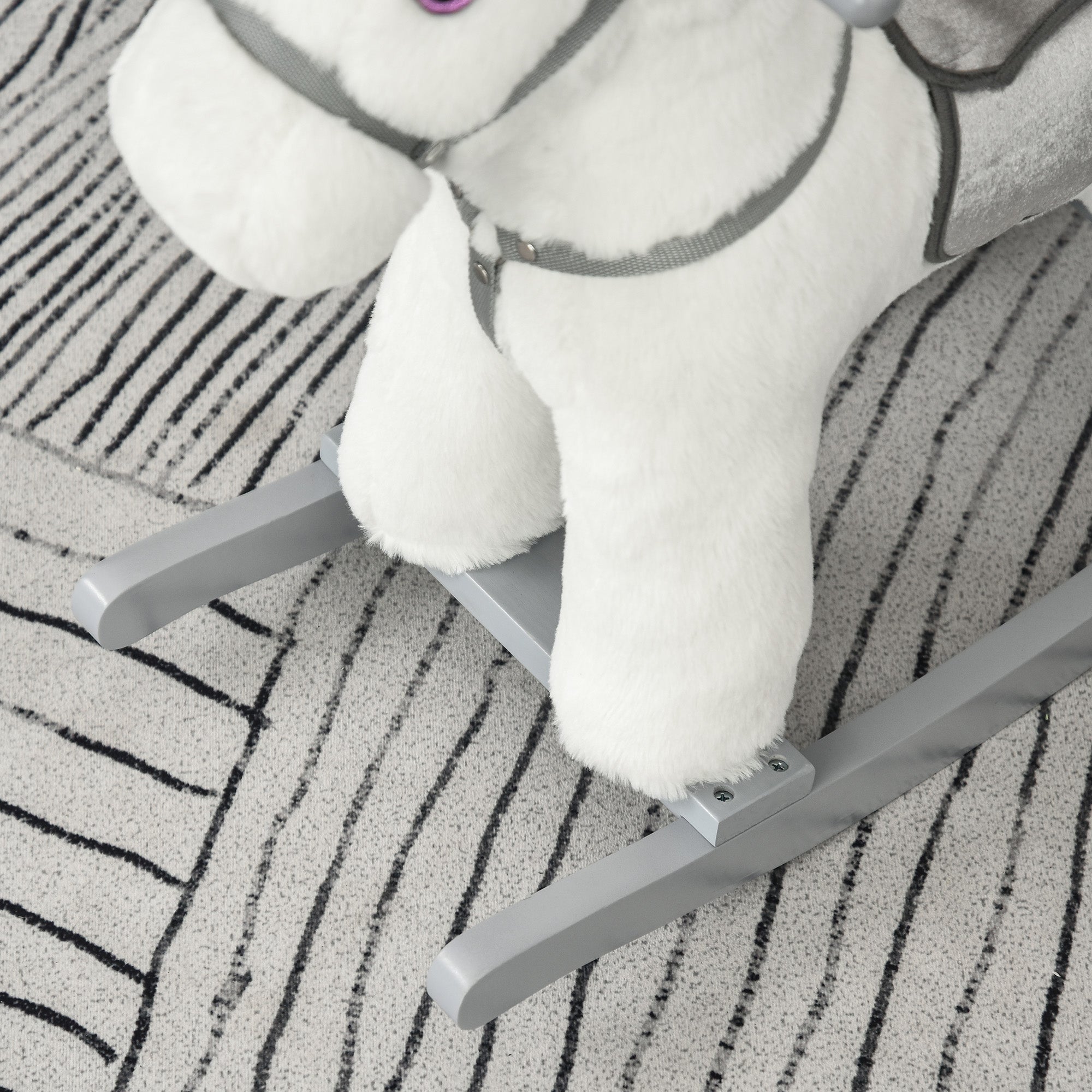 Kids Plush Ride-On Rocking Horse with Bear Toy, Children Chair with Soft Plush Toy &; Fun Realistic Sounds, White Rocking Horses at Gallery Canada