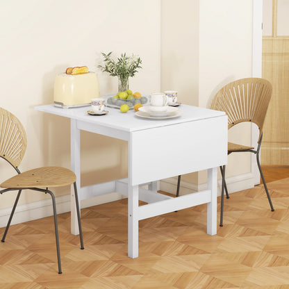 Solid Wood Kitchen Table, Farmhouse Drop Leaf Tables for Small Spaces, Folding Dining Table, White Bar Tables & Dining Tables White  at Gallery Canada