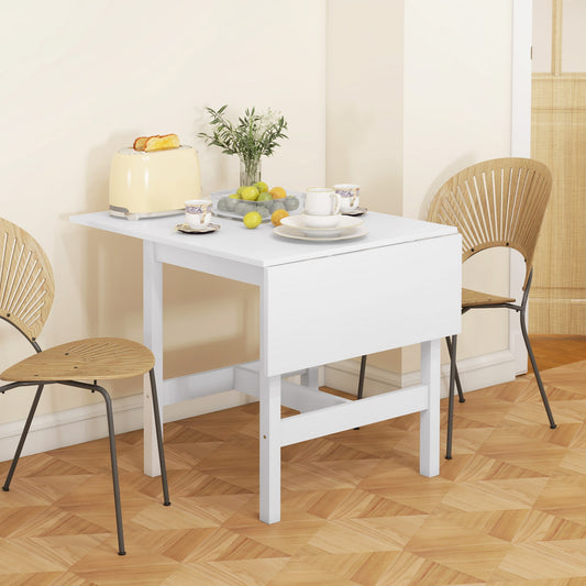 Solid Wood Kitchen Table, Farmhouse Drop Leaf Tables for Small Spaces, Folding Dining Table, White - Gallery Canada