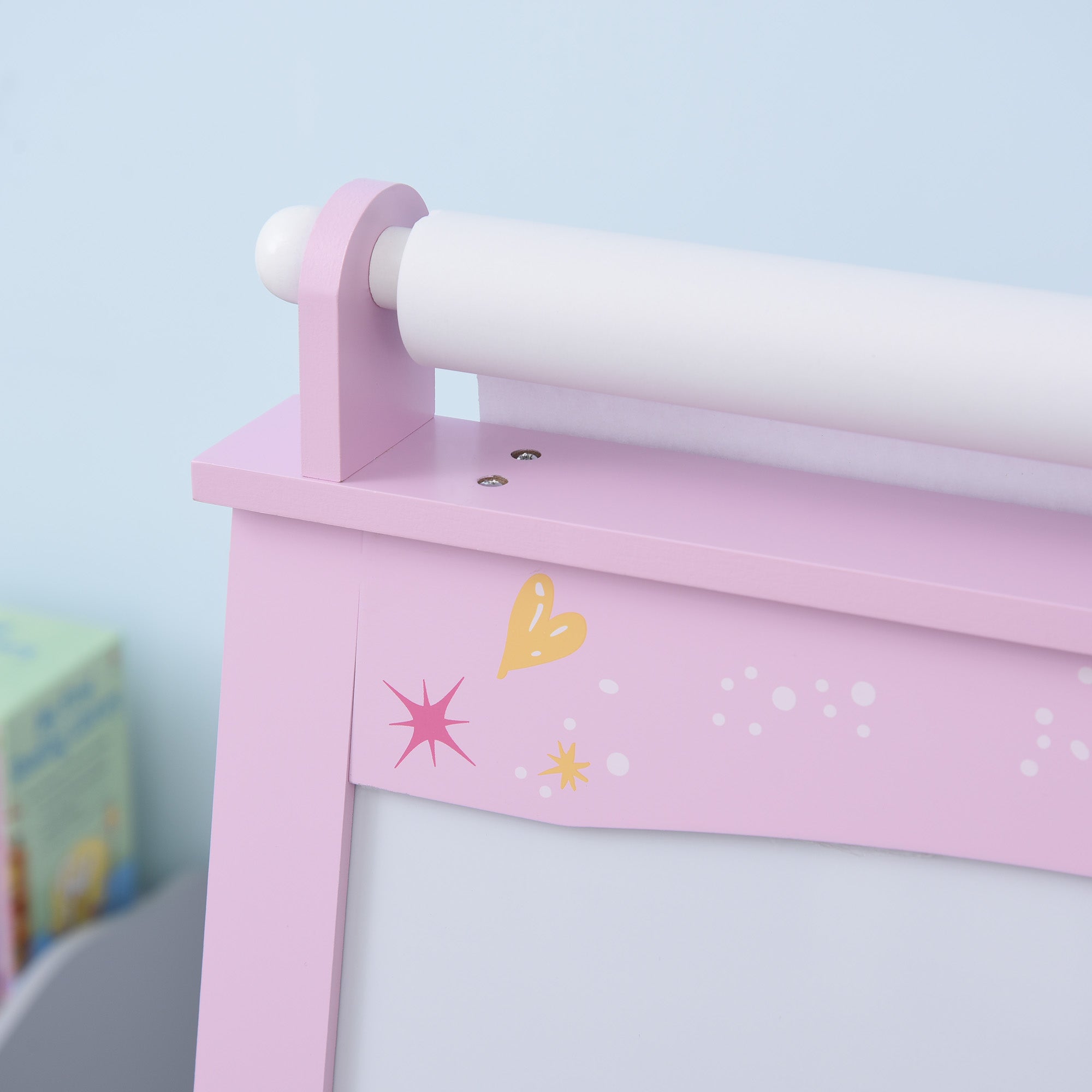 3 In 1 Kids Wooden Art Easel with Paper Roll Double-Sided Chalkboard &; Whiteboard with Storage Baskets Gift for Toddler Girl Age 3 Years+ Pink Kids Desk Sets at Gallery Canada