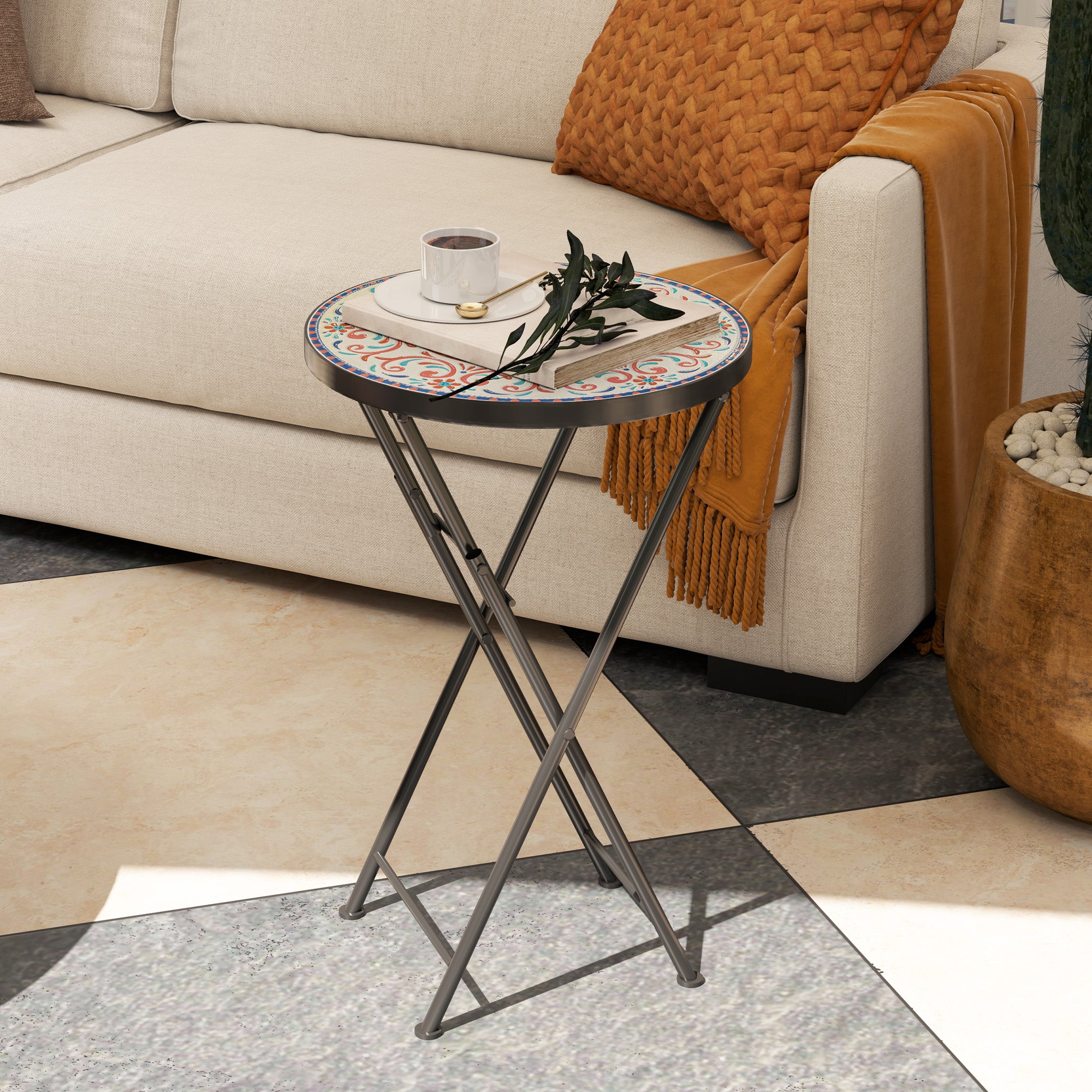 Mosaic Outdoor Patio Side Table, 14
